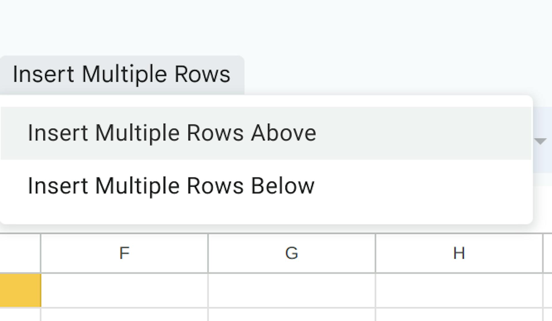 Menu Insert Multiple Rows