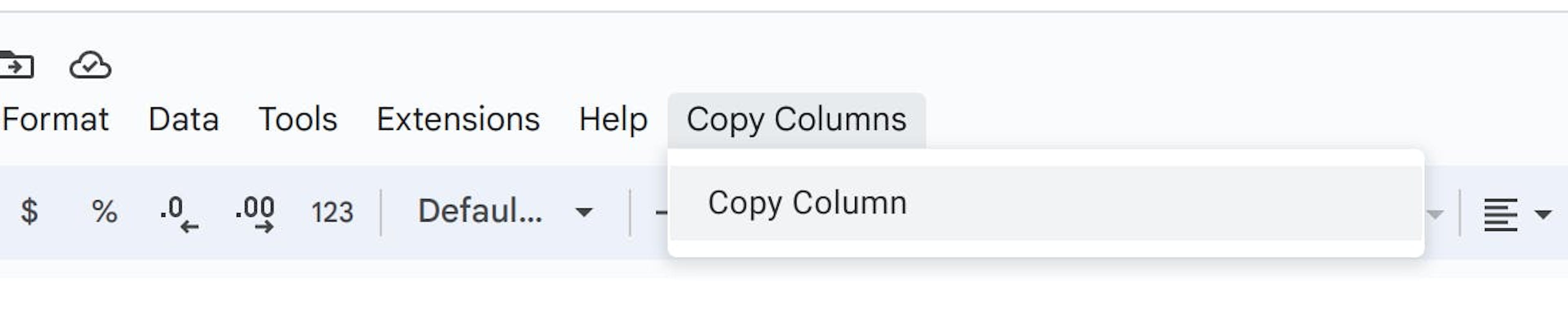 Copy The Column To Sheet menu