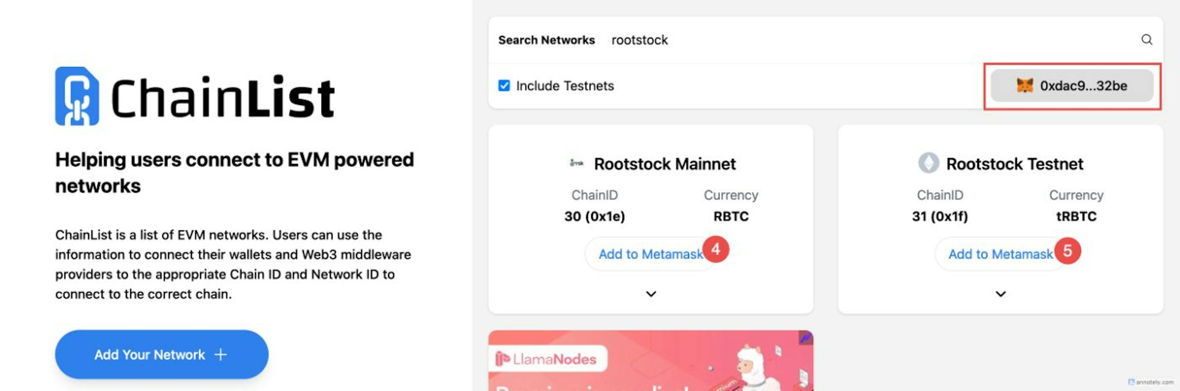 ChainList With Metamask connected