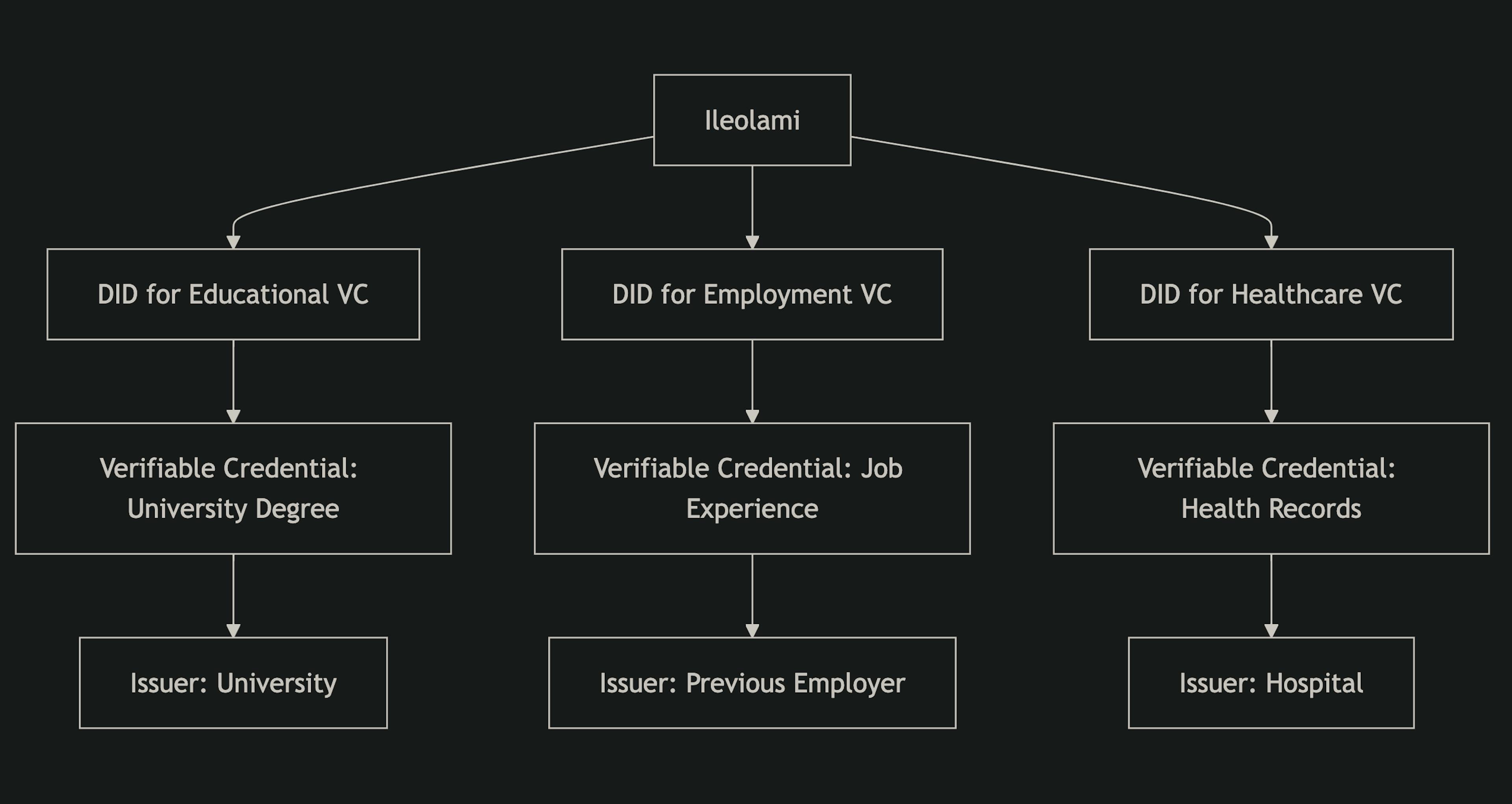 A flowchart illustrating the DID and VCs system 