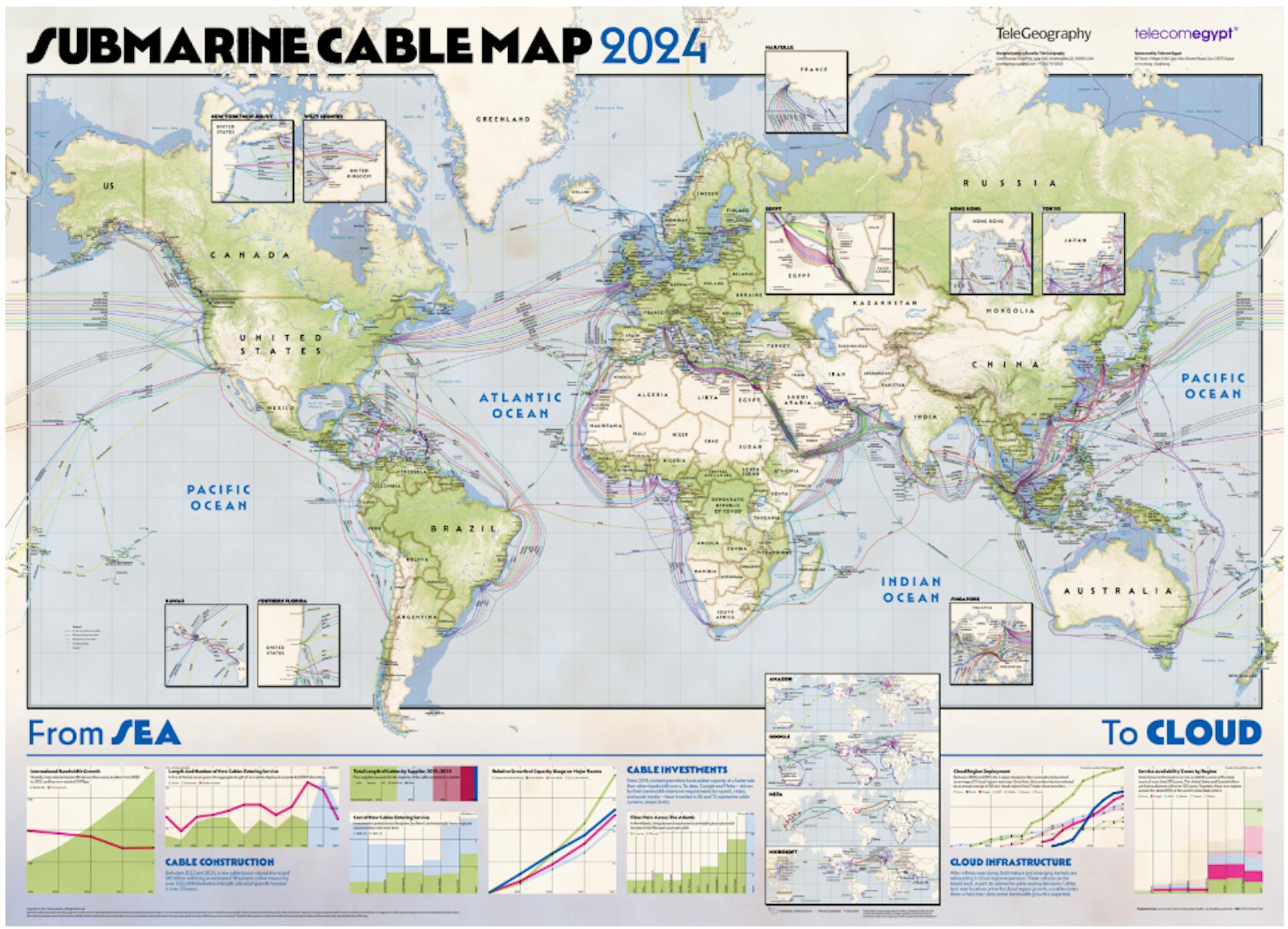 Figure 3. Global Submarine Cable Map 2024. (Illustration by TeleGeography)