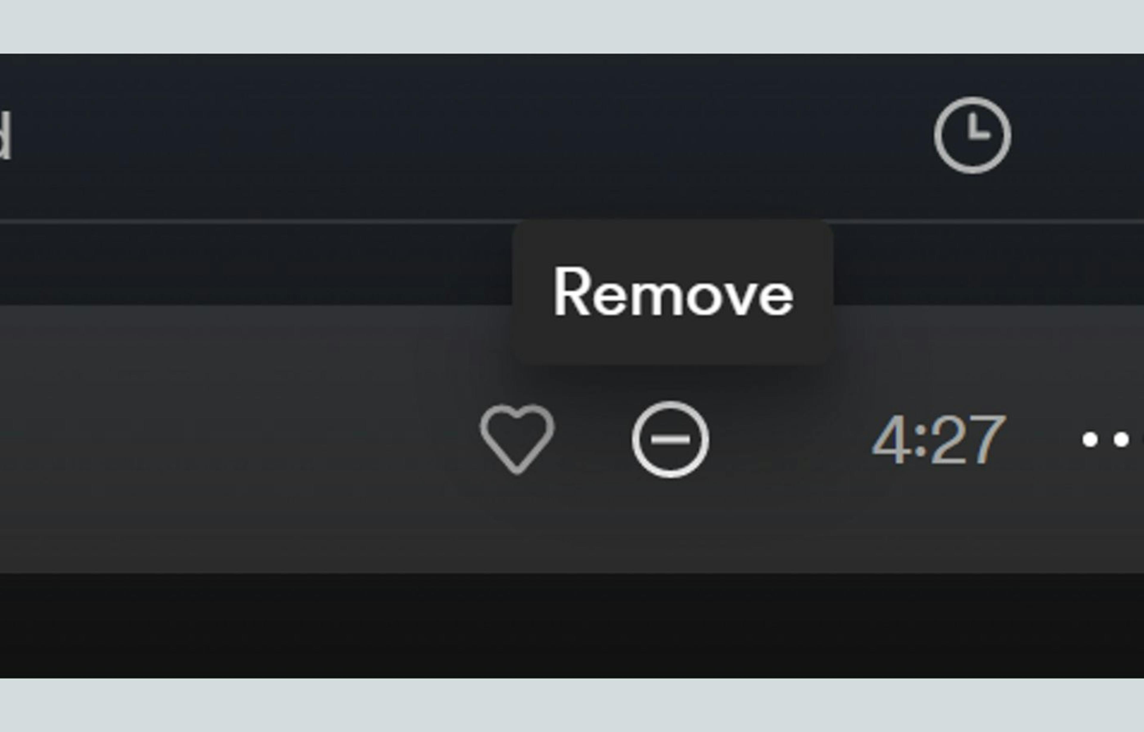 Spotify’s remove button allows users to clarify suggestions, informing the system they want to see similar songs less