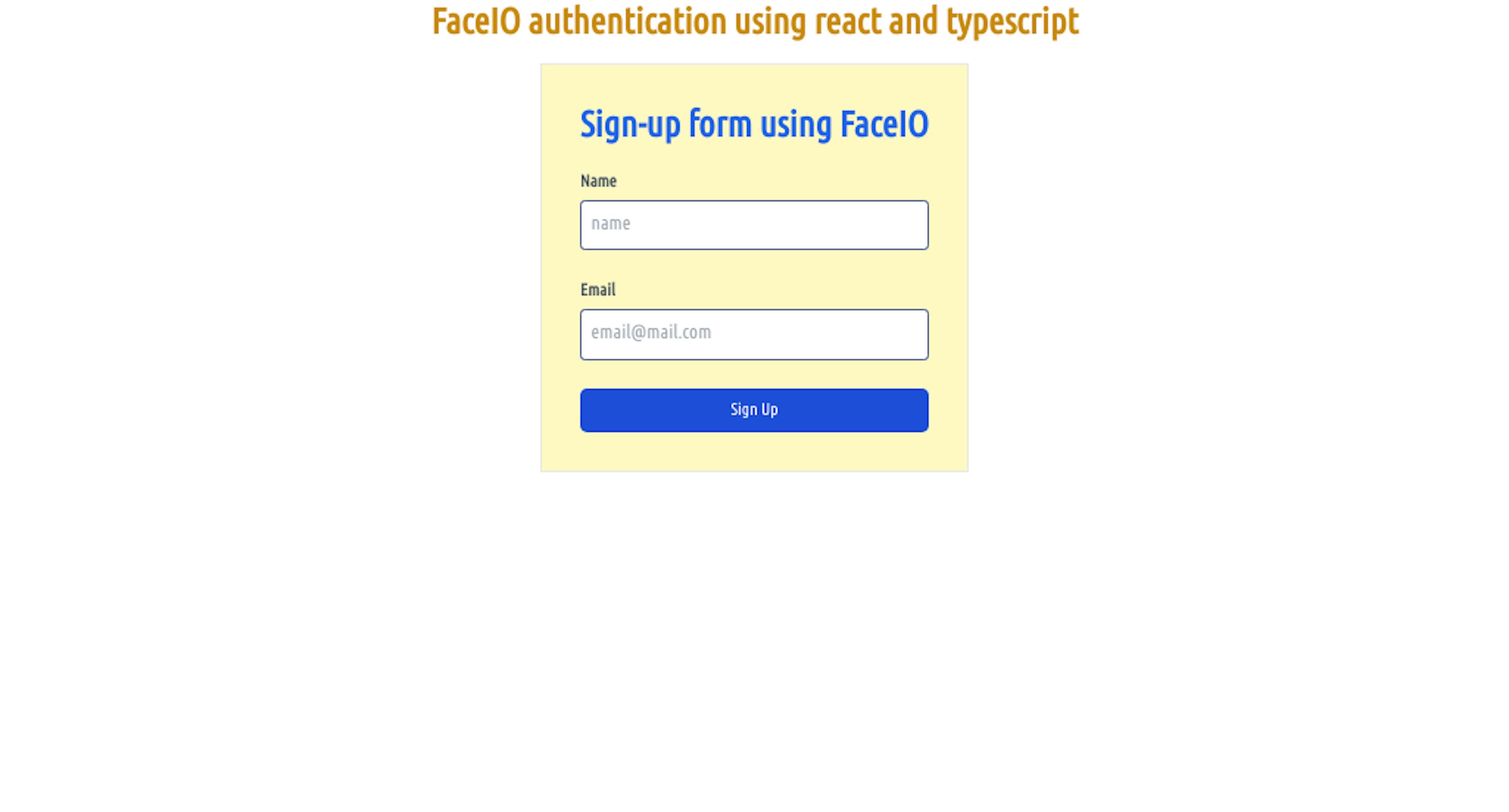 sign-up form using faceIO