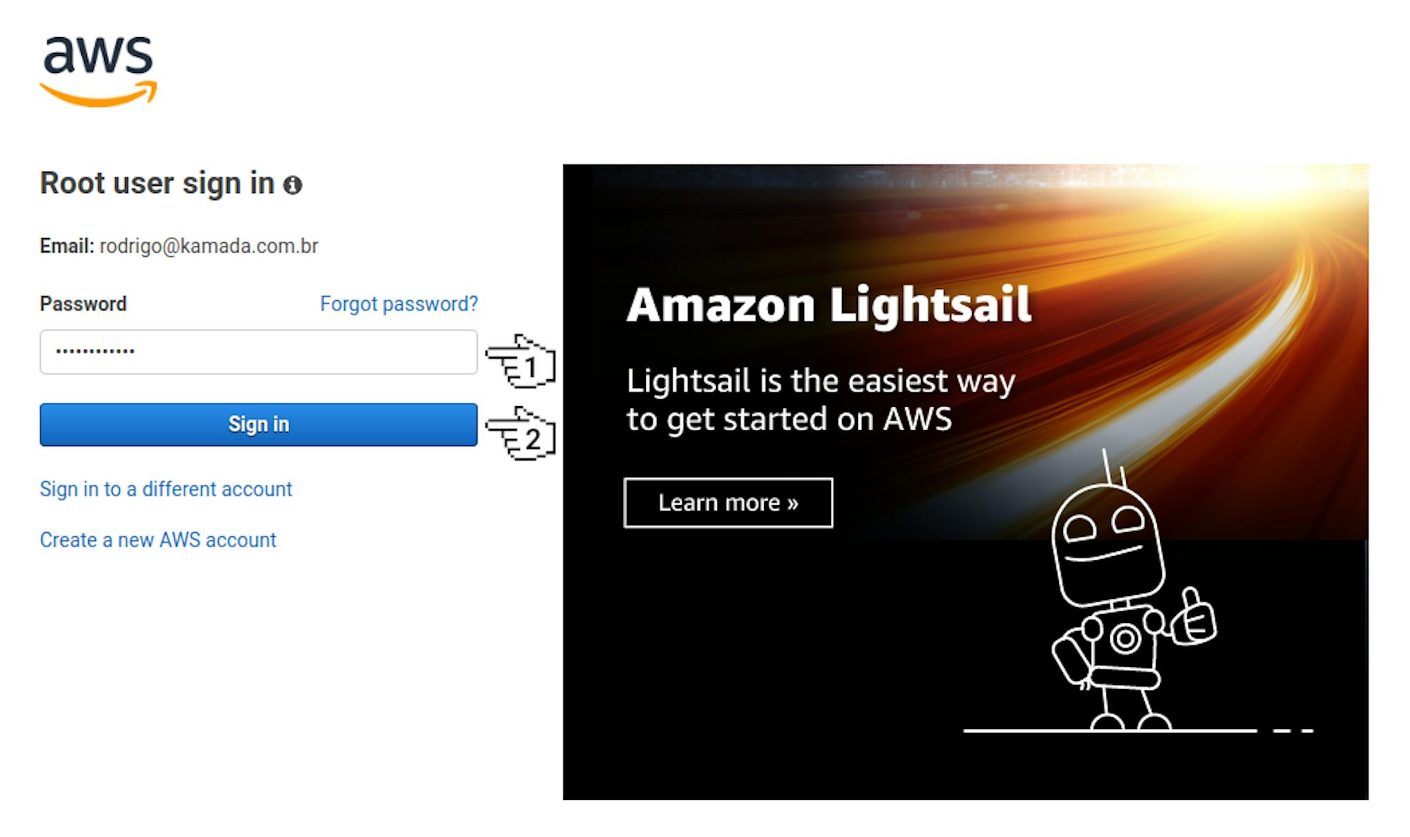 Amazon Cognito - Root user sign in