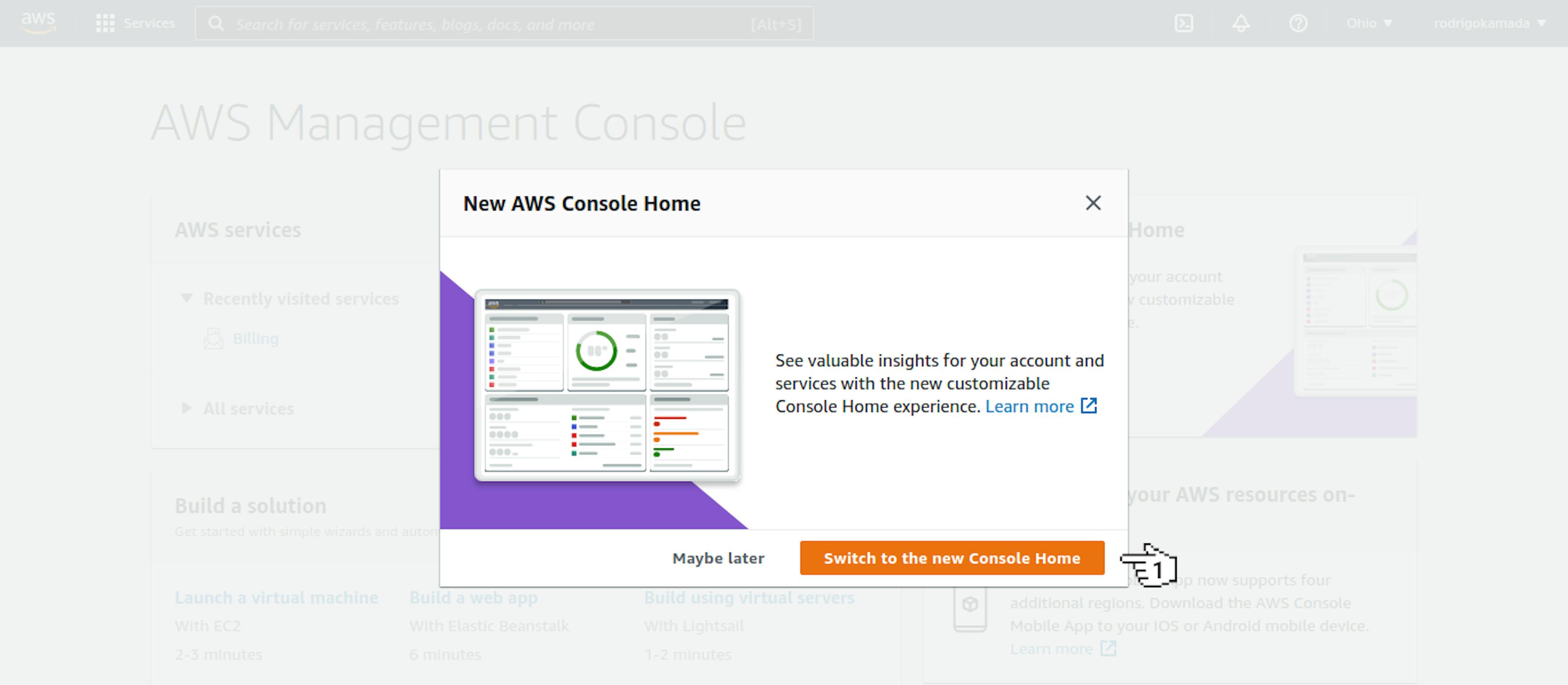 Amazon Cognito - New AWS Console Home