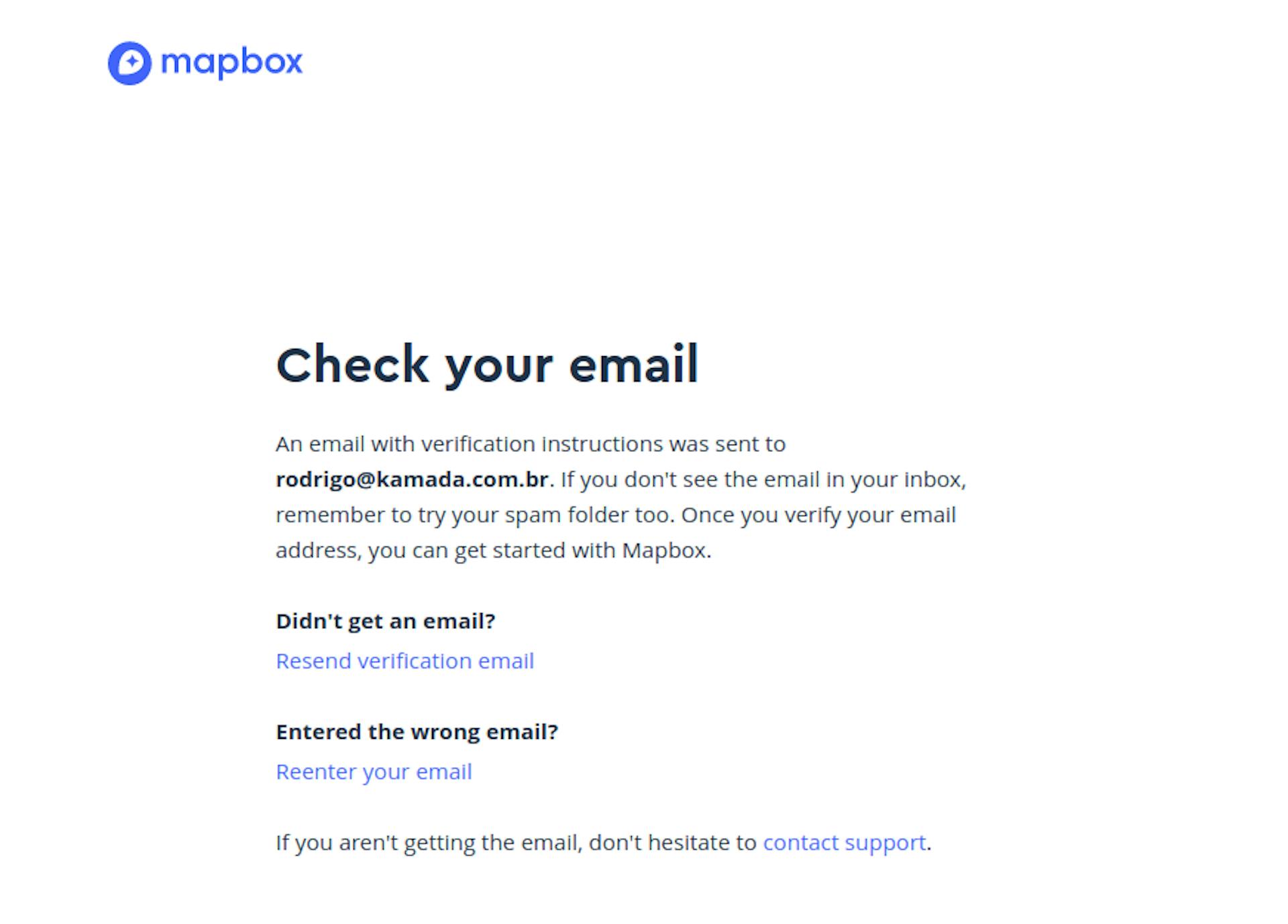 Mapbox - Check email