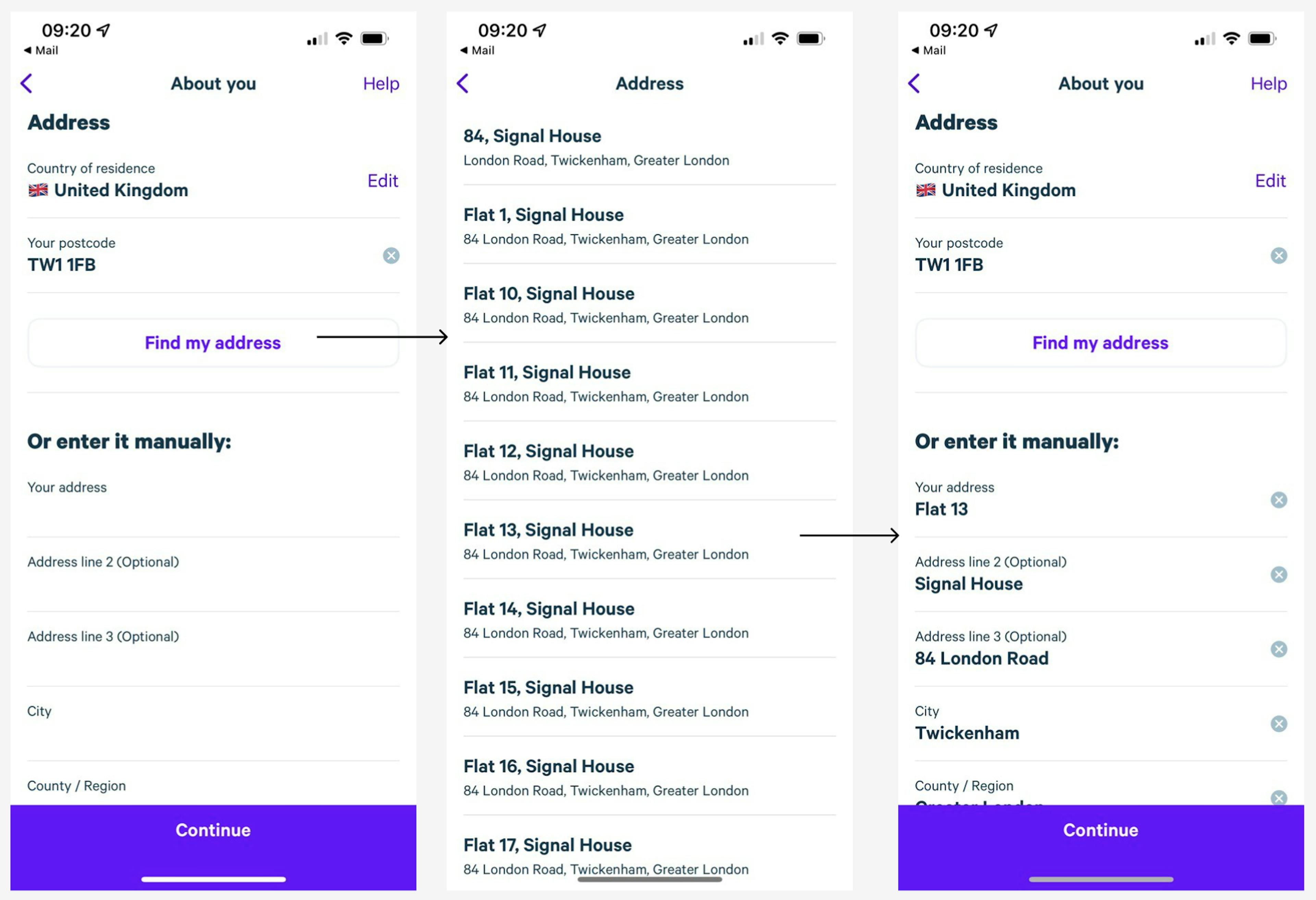 Plum address search by postcode 