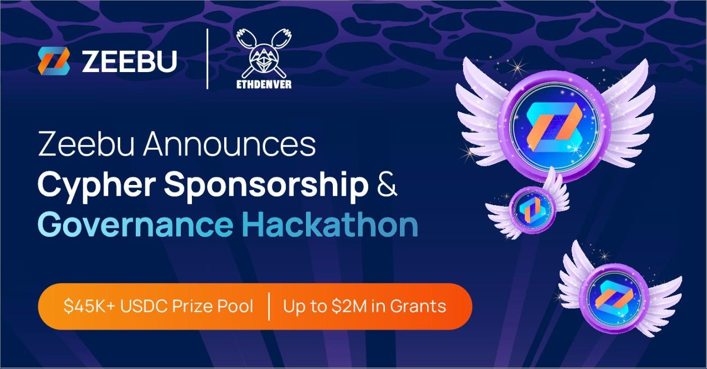/zeebu-joins-ethdenver-as-cypher-sponsor-launches-zbu-governance-hackathon-with-$45k-in-prizes-$2m feature image