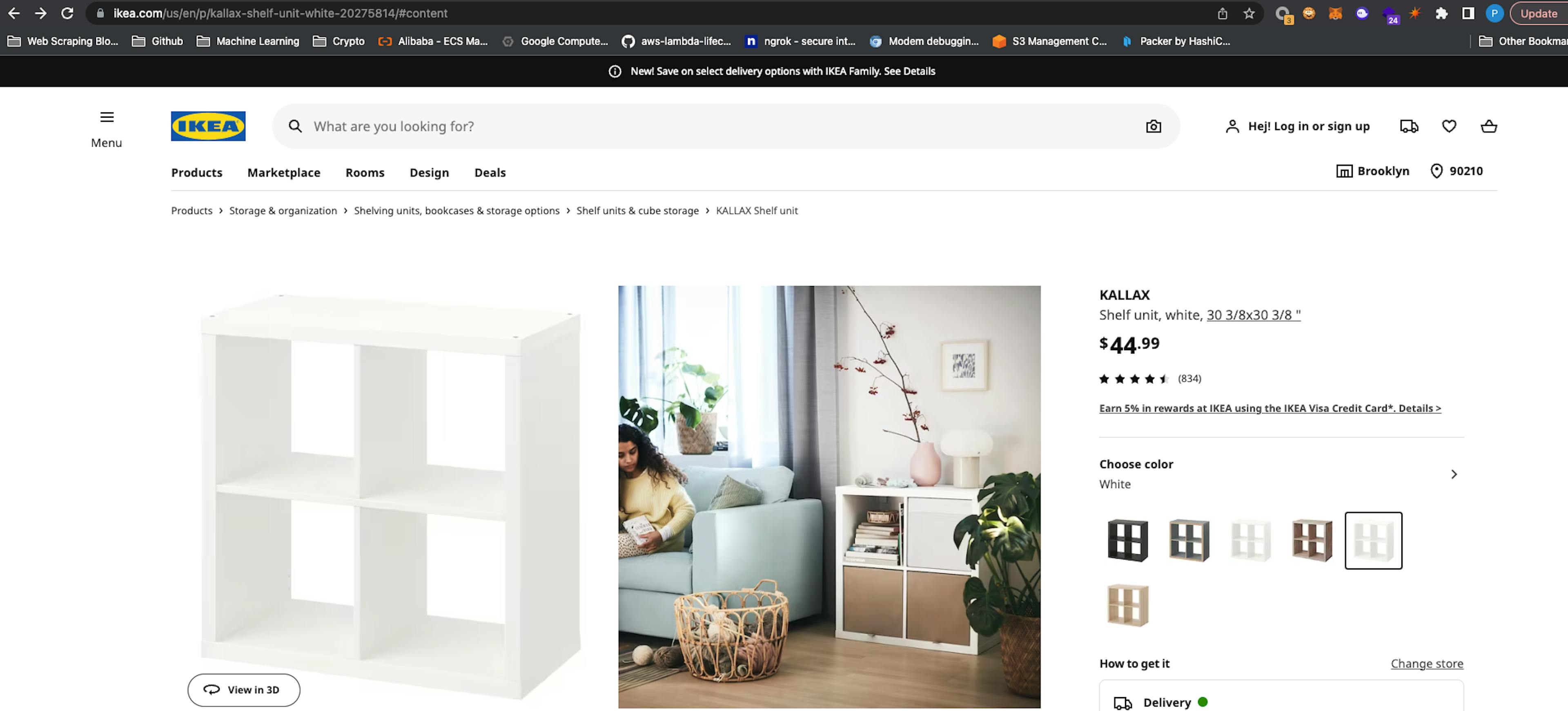 Ikea US code 20275814 in the URL bar