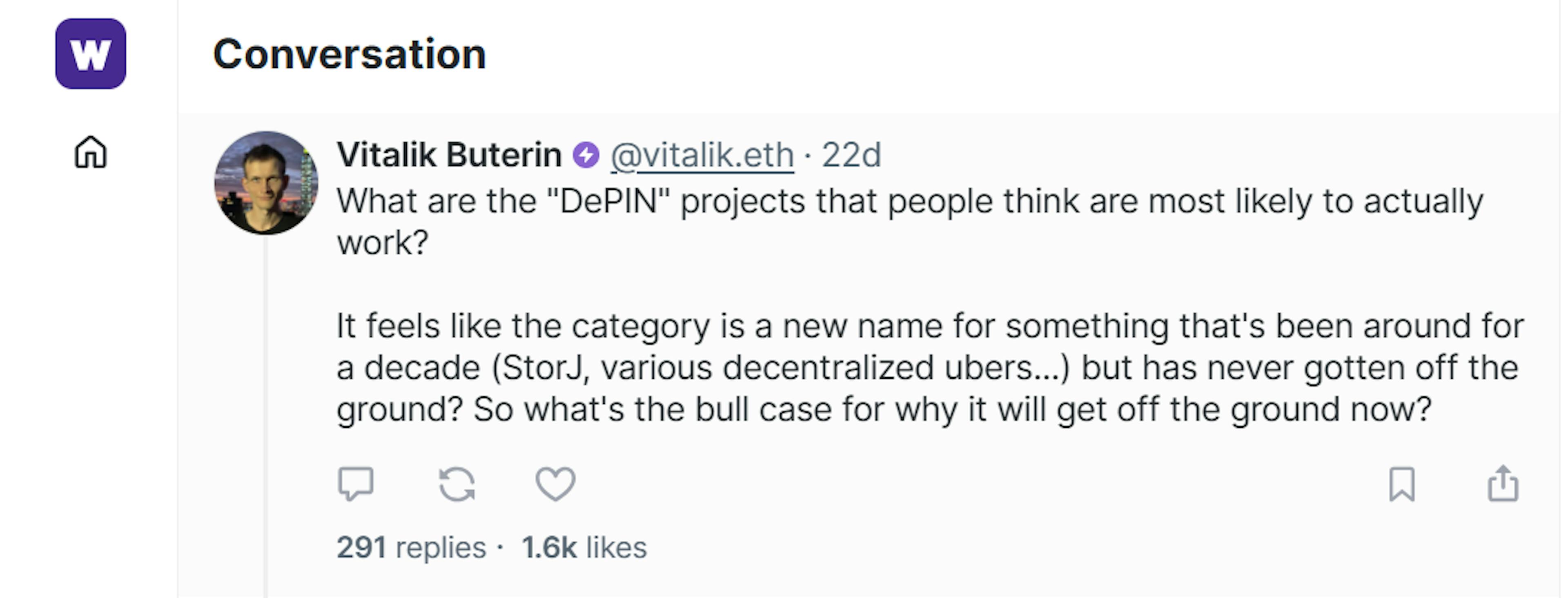 Vitalik Burterin on DePin Projects