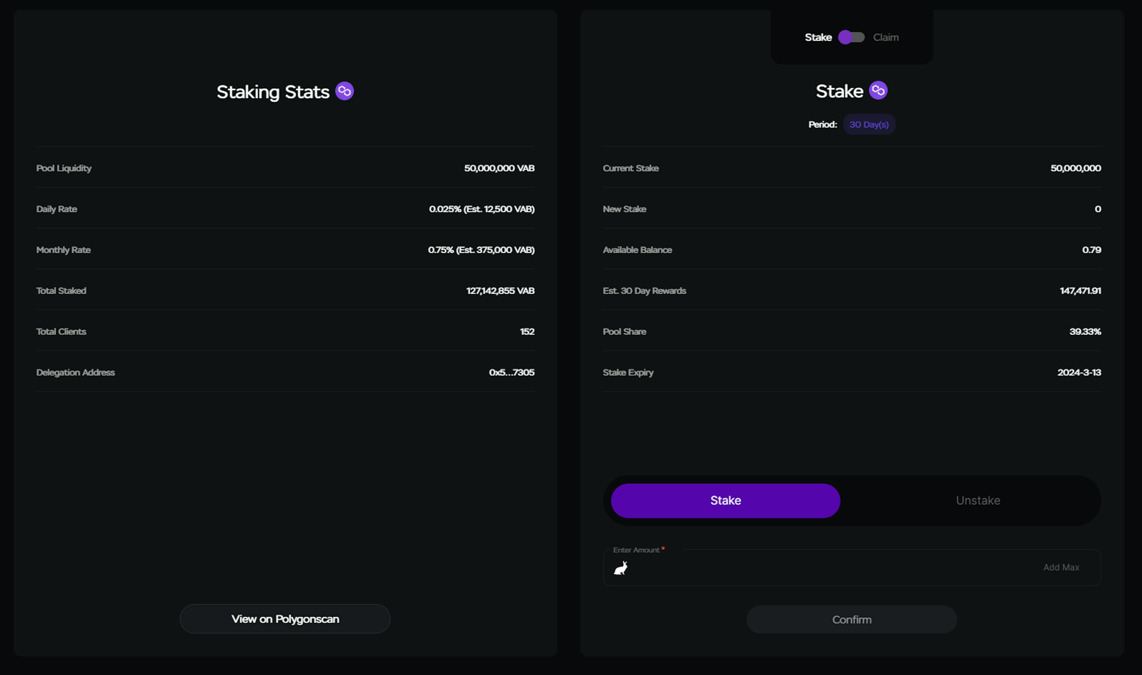 Interface utilisateur de jalonnement VAB DAO