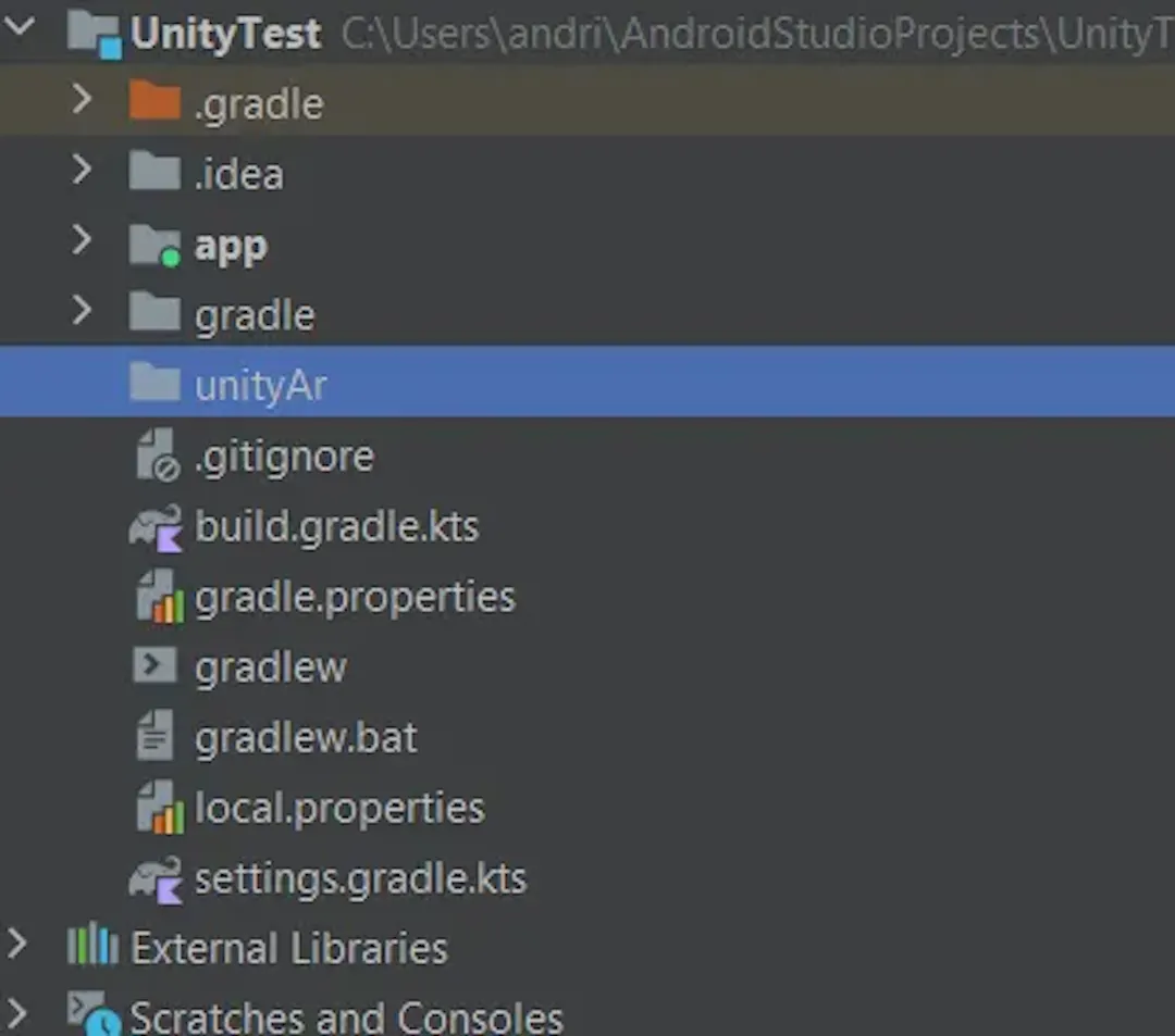 In unityAr, we will import the Unity Project