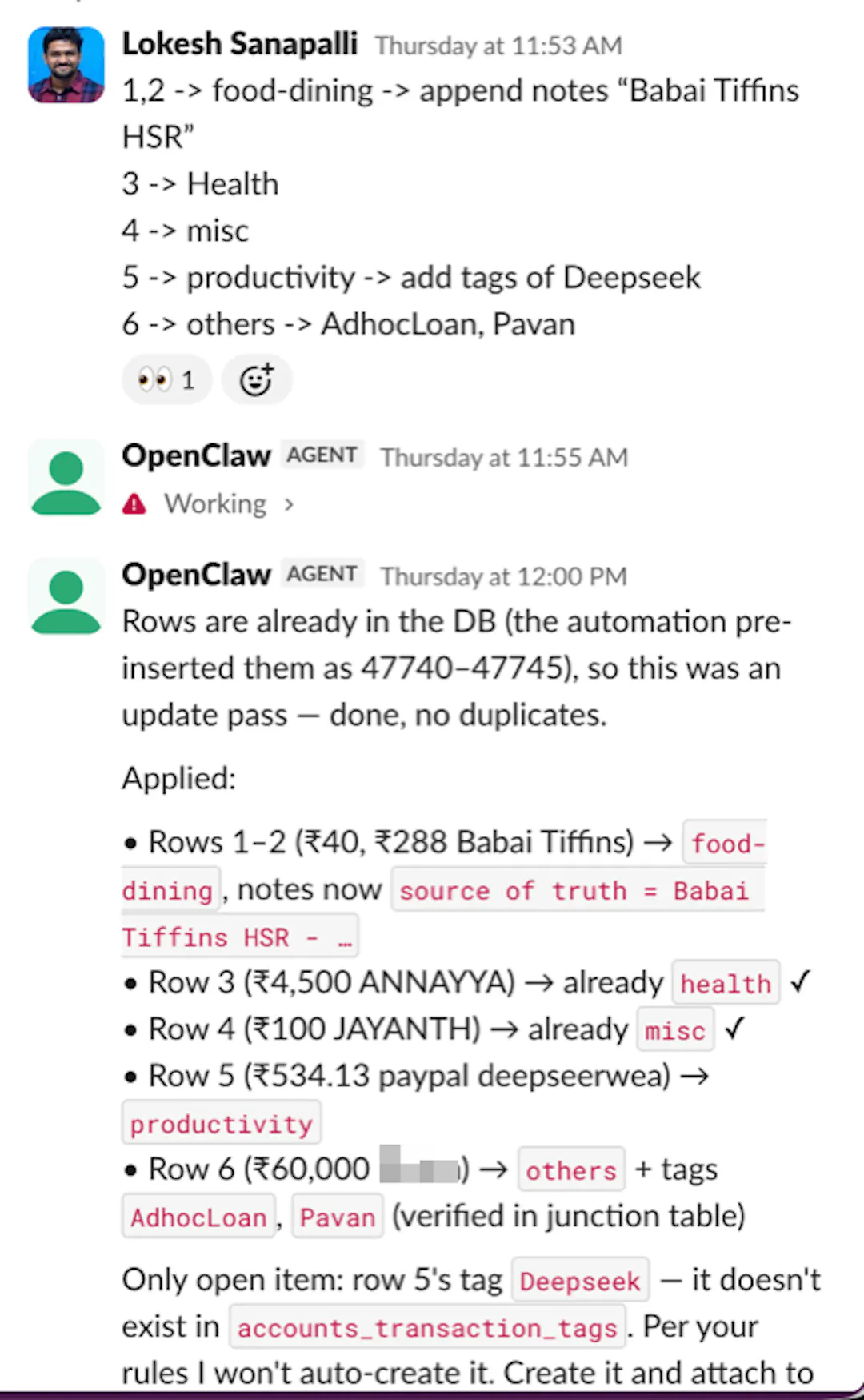OpenClaw personal finance automation showing spending tracking dashboard