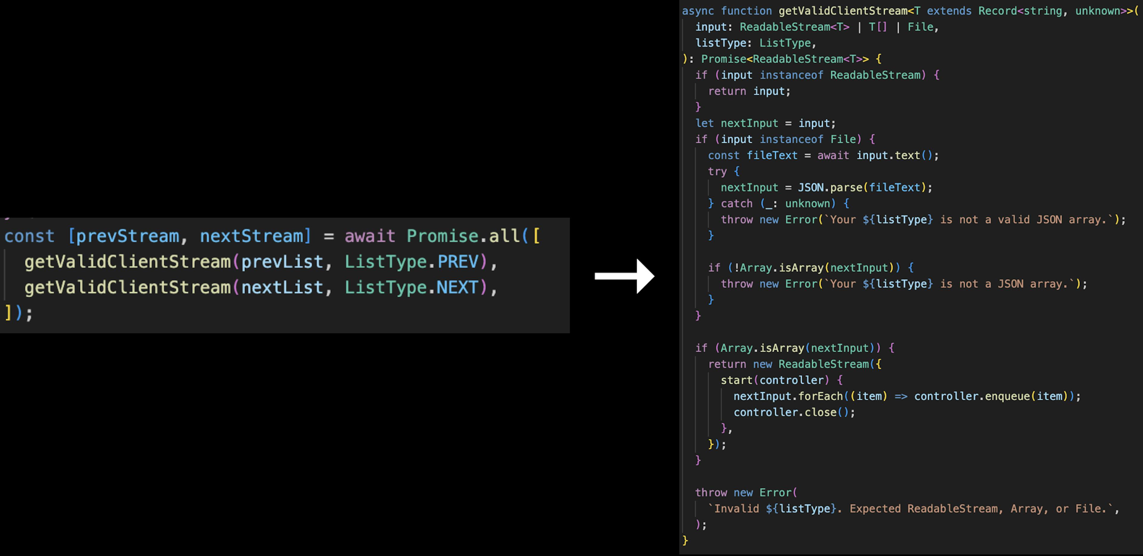 Convert file or array inputs to readable streams