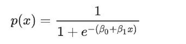 regressão logística usando uma variável x - o expoente é a 'pontuação'