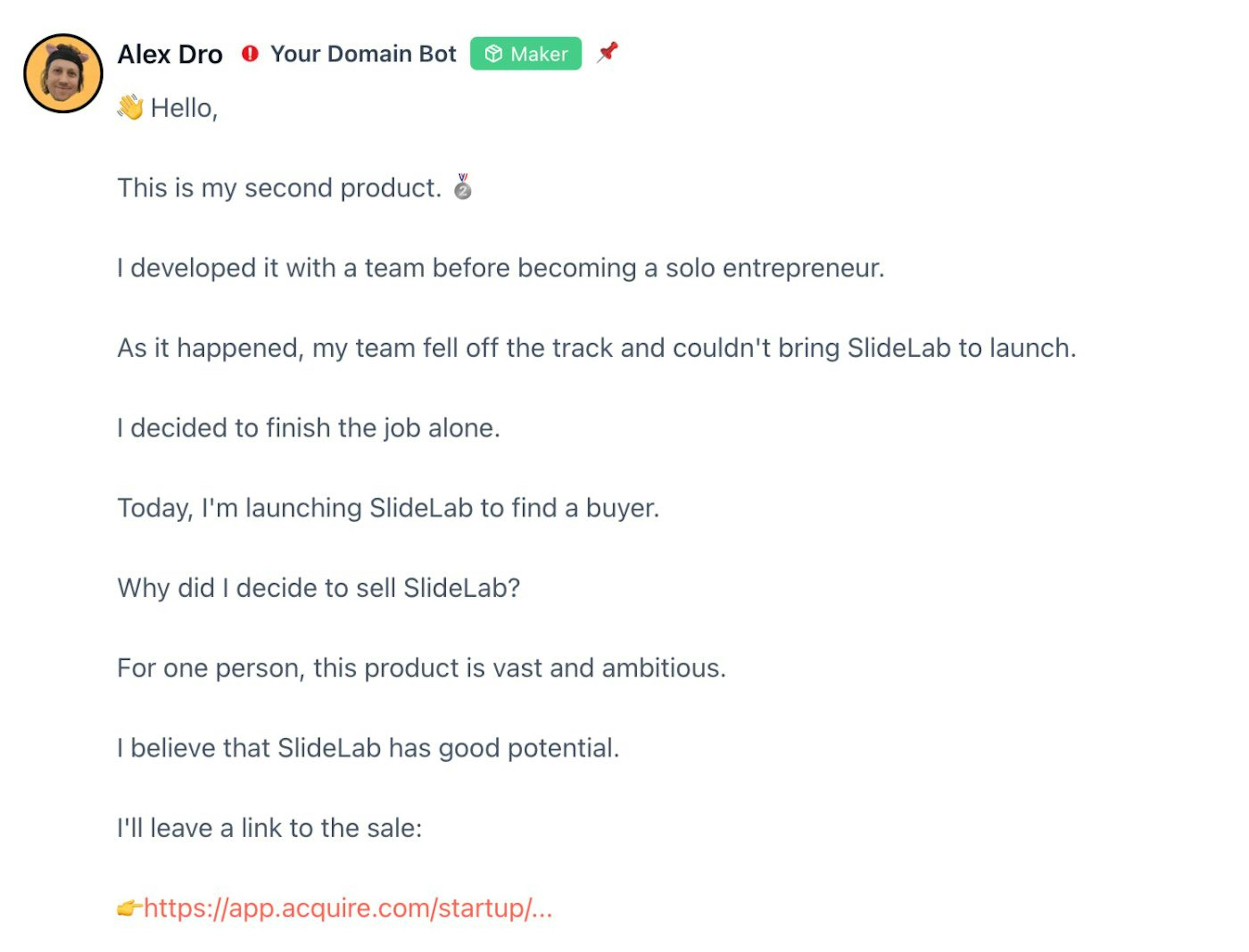 My first comment on Product Hunt launch