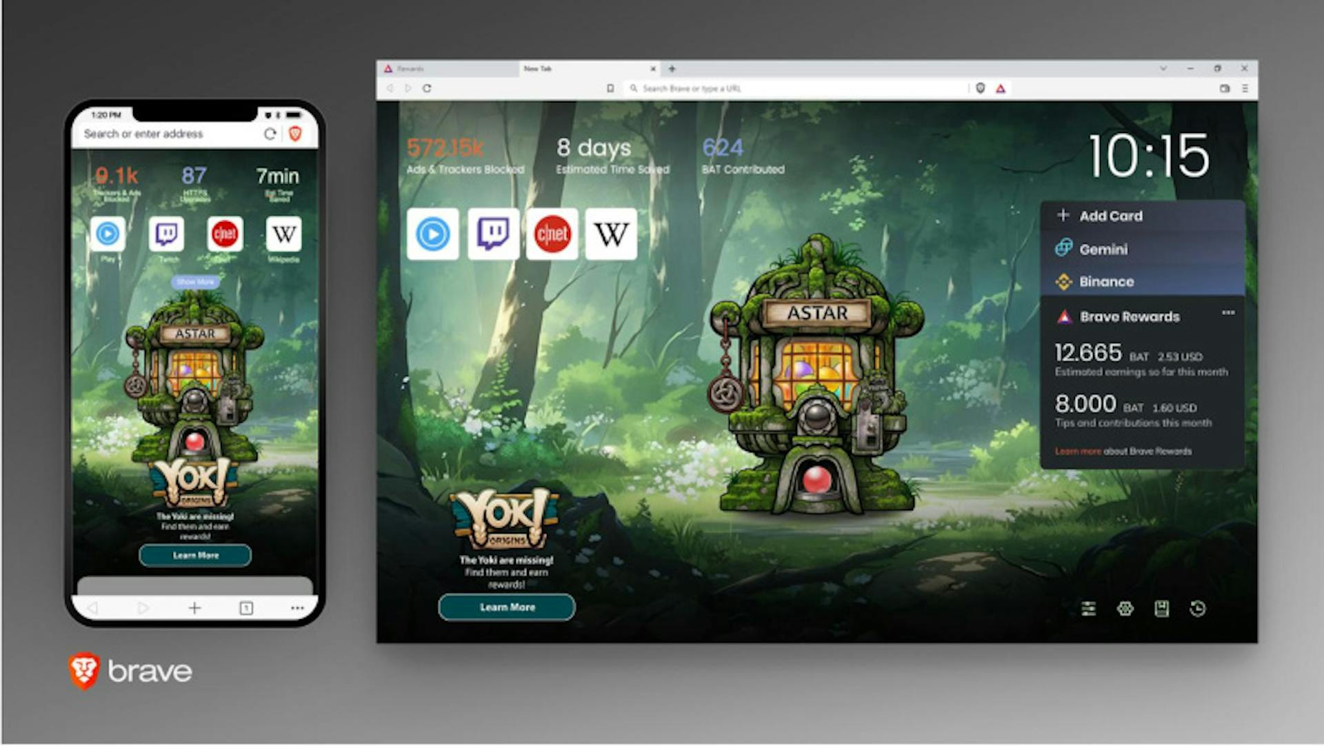 Image Description: Brave Ads for Yoki Origins powered by Bandit Network on Brave Browser.