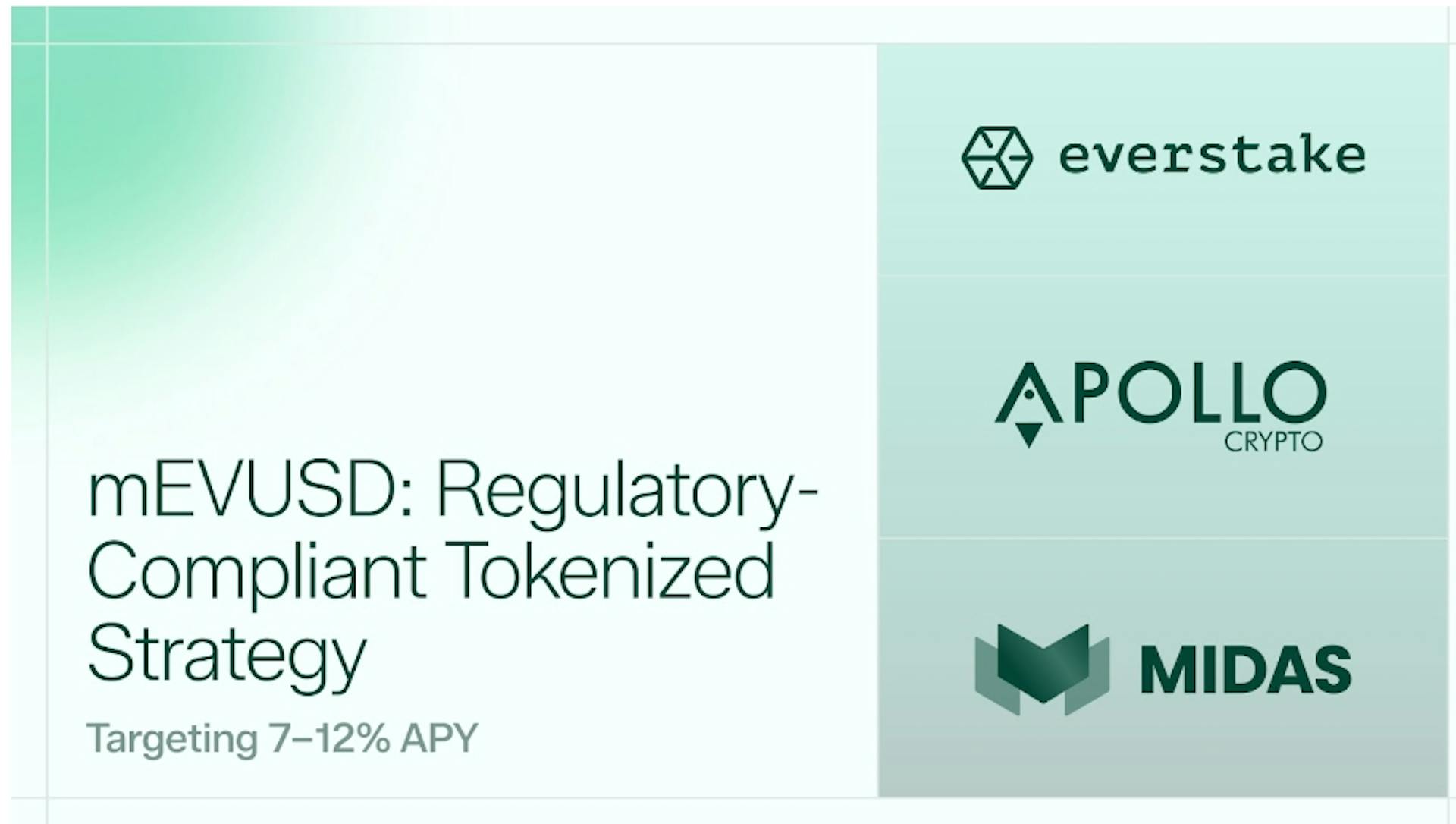 featured image - Everstake, Midas, and Apollo Launch mEVUSD, a Regulatory-Compliant Tokenized Investment Strategy