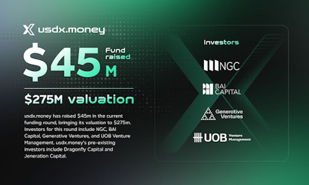 featured image - usdx.money Secures $45m New Financing At $275m Valuation