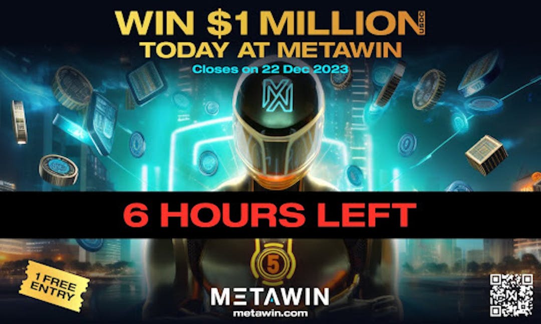 featured image - Saat İşliyor: MetaWin'in Heyecan Verici 1 Milyon Dolarlık USDC Ödül Yarışında 6 Saat Kaldı