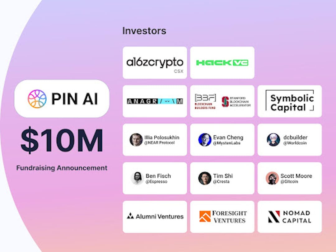 featured image - PIN AI Segura $10M A16z CSX, Hack VC Y All-Star Angels