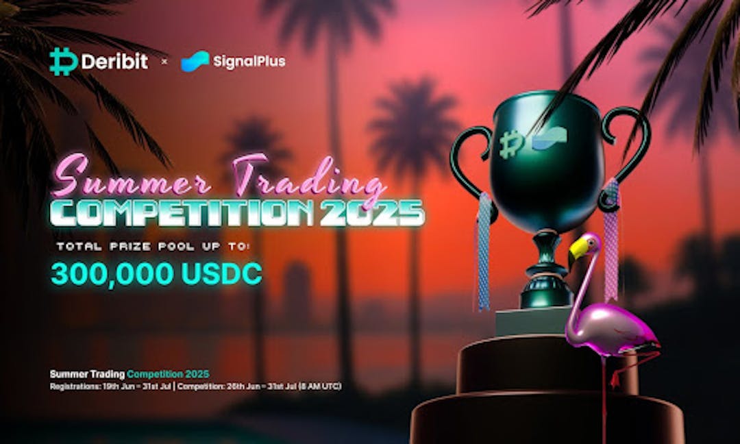 featured image - Deribit And SignalPlus “The Summer Chase” Trading Competition $300,000 USDC Prize Poolni qaytaradi