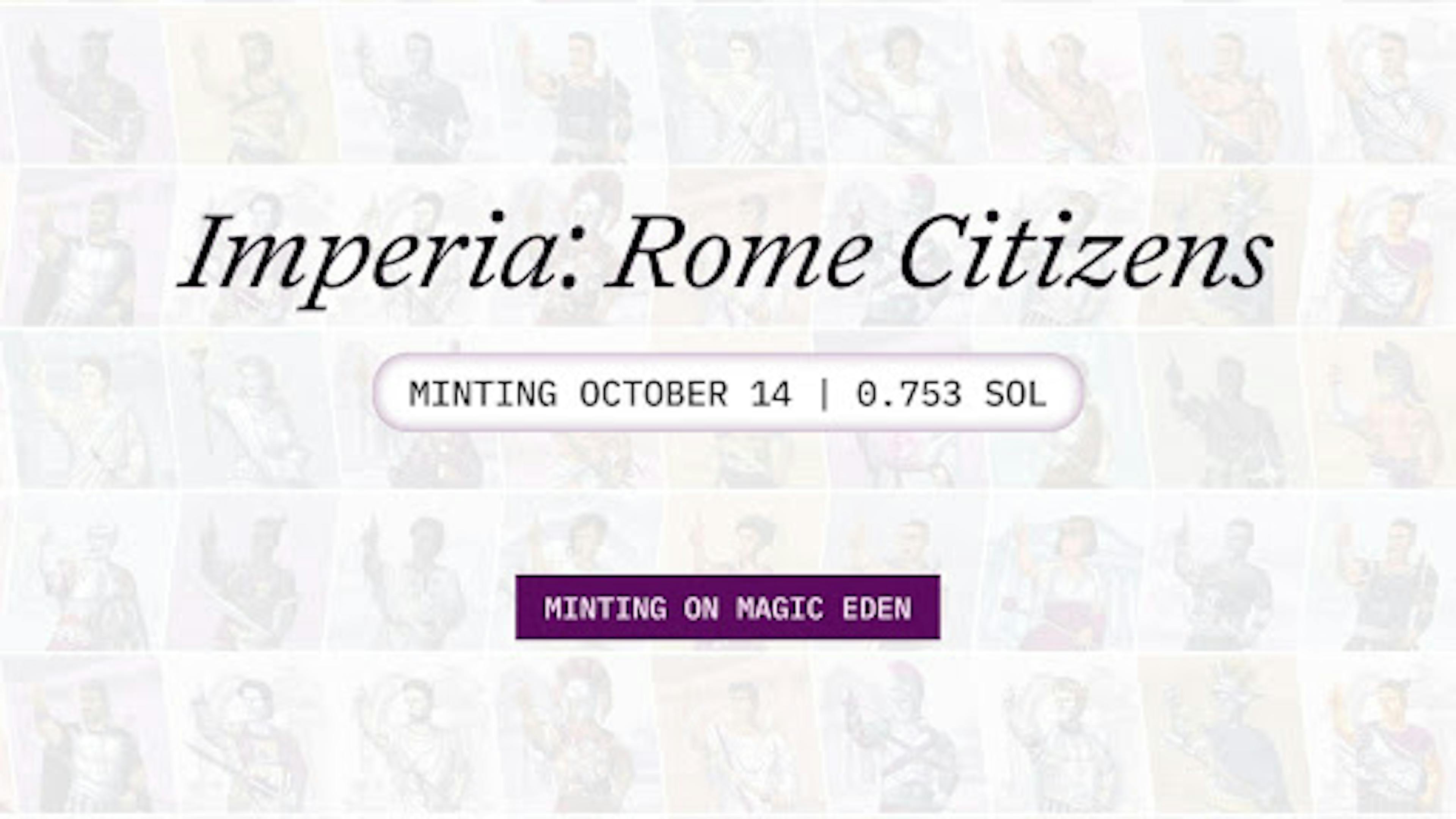 /rome-launches-its-genesis-nft-collection-imperia-on-magic-eden-launchpad feature image