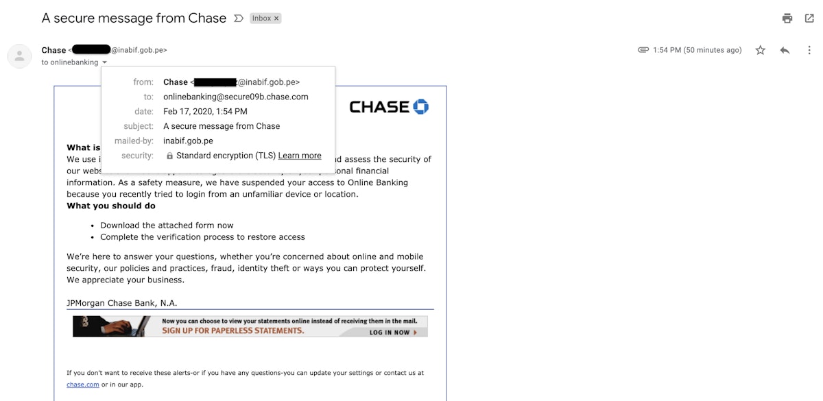 featured image - Hacked Peruvian Government Servers are Sending Phishing Campaigns to Chase Bank Customers