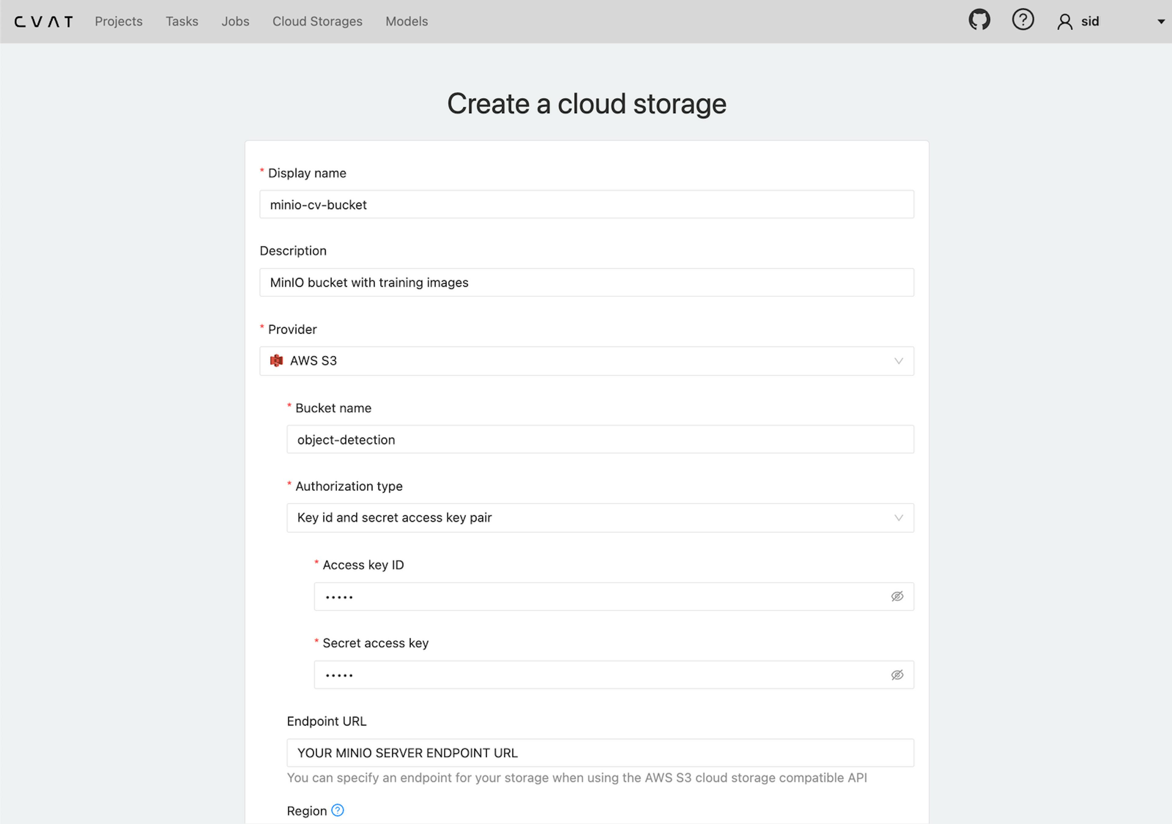 Create a cloud storage