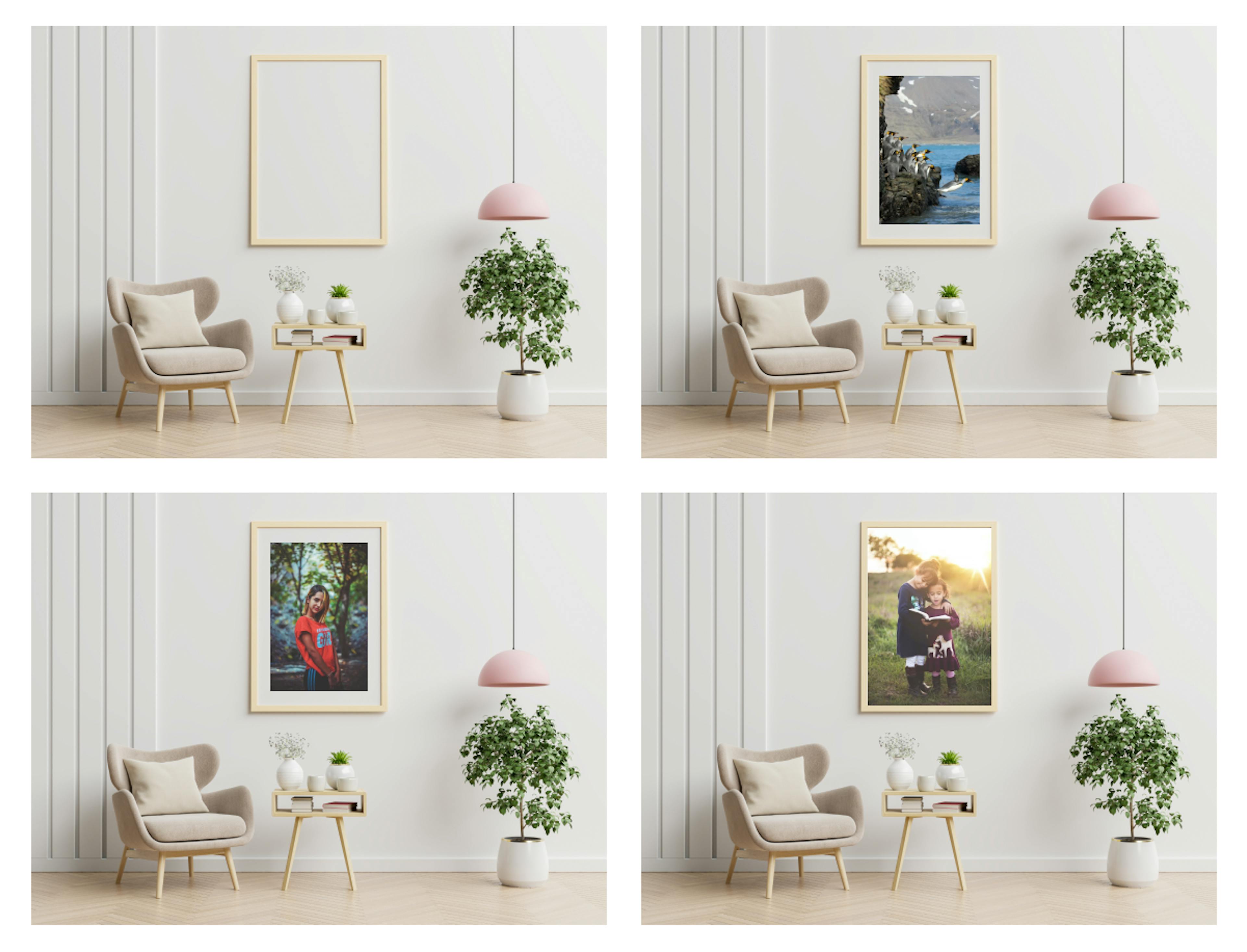 Generate images to show how your goods (pictures, art, furniture, etc) look in the customer's interior