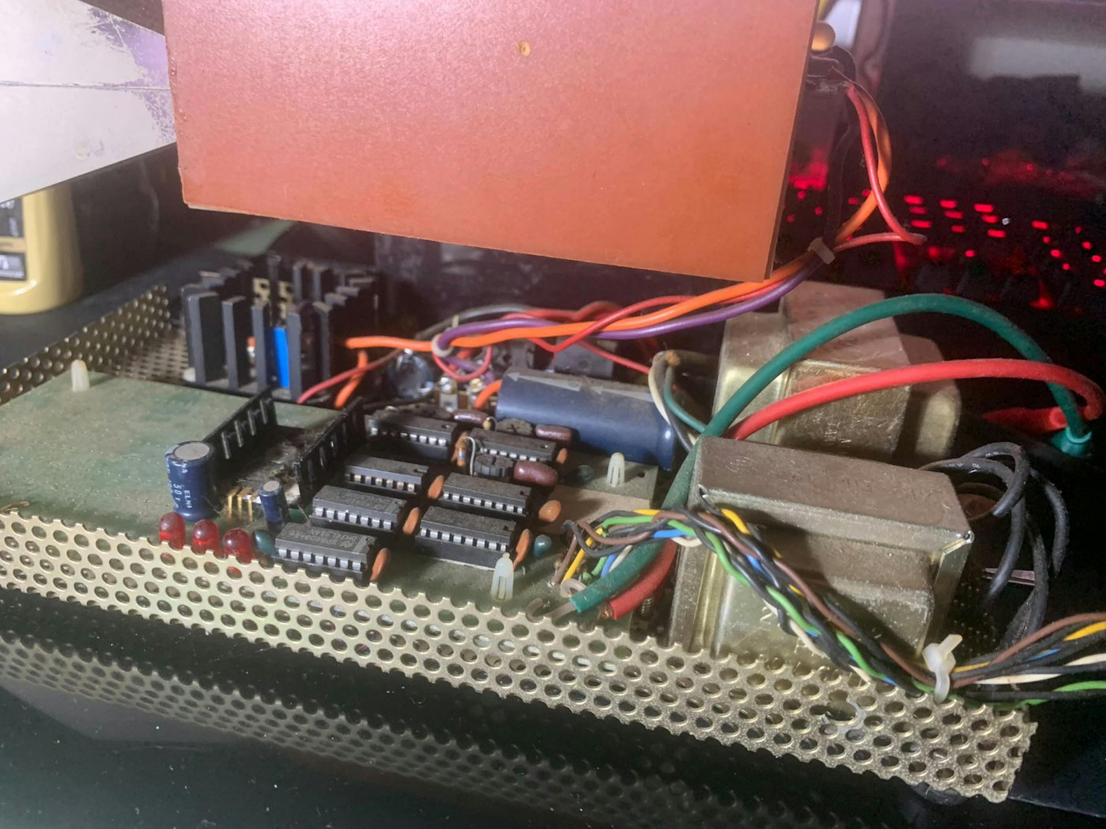 A view of the encoder decoder circuitry. Simple Manchester encoding. The unit had its own integral power supply.