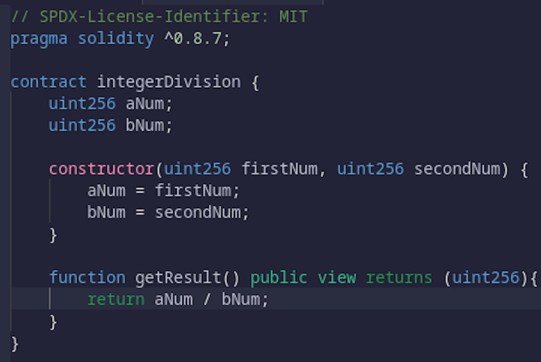 Integer Division Error - Smart Contract in Solidity