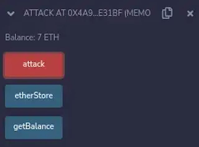 7 ETH now deposited to the Attack contract