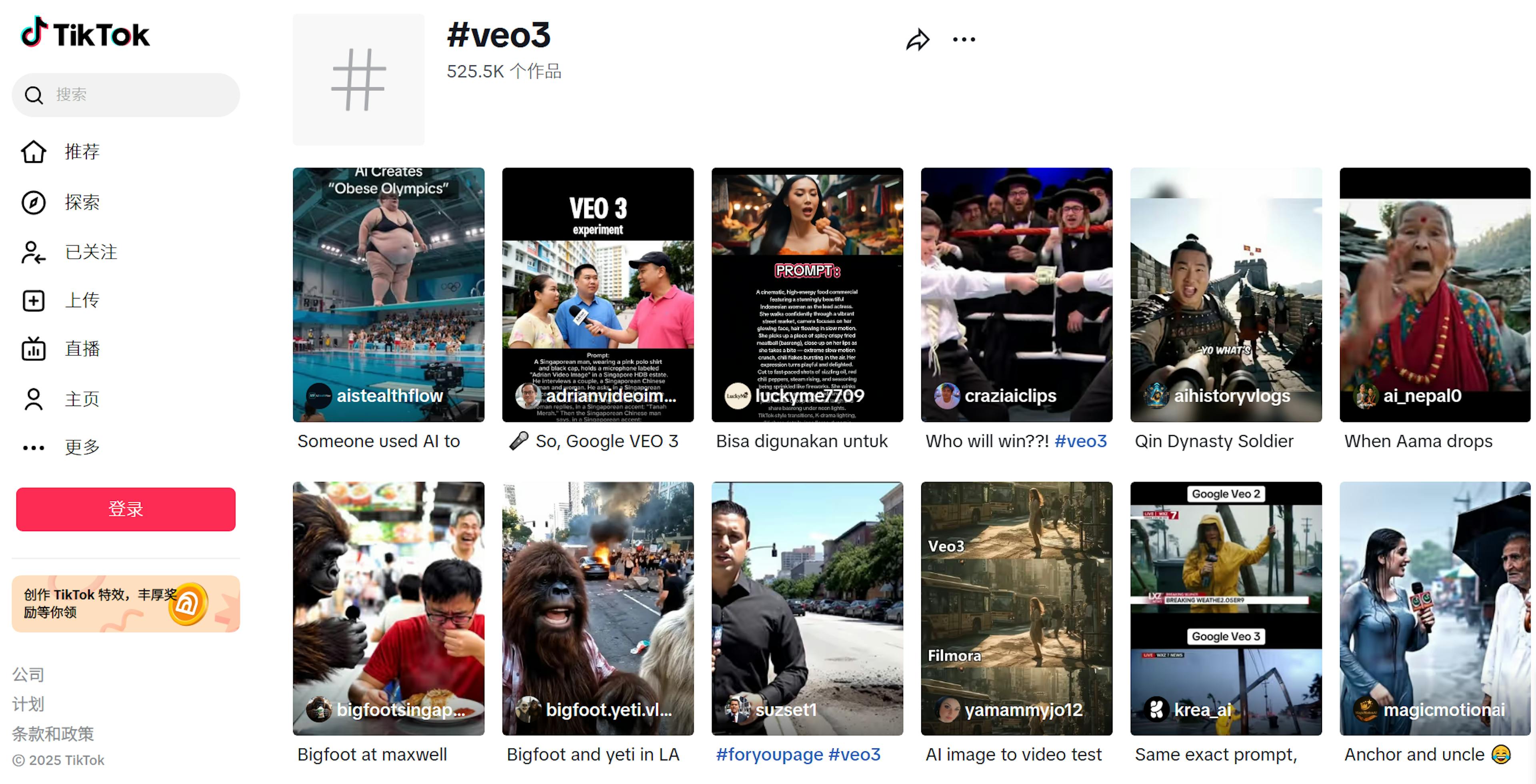 Over 500k videos created under #veo3 hashtag on TikTok