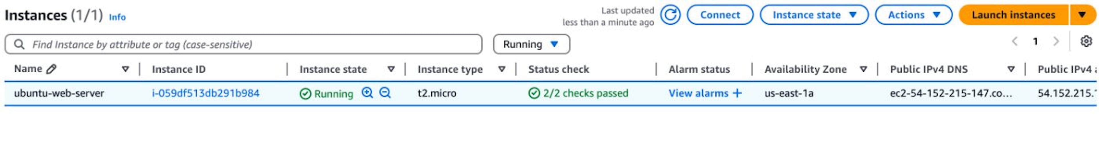 AWS EC2 Instance Running Successfully