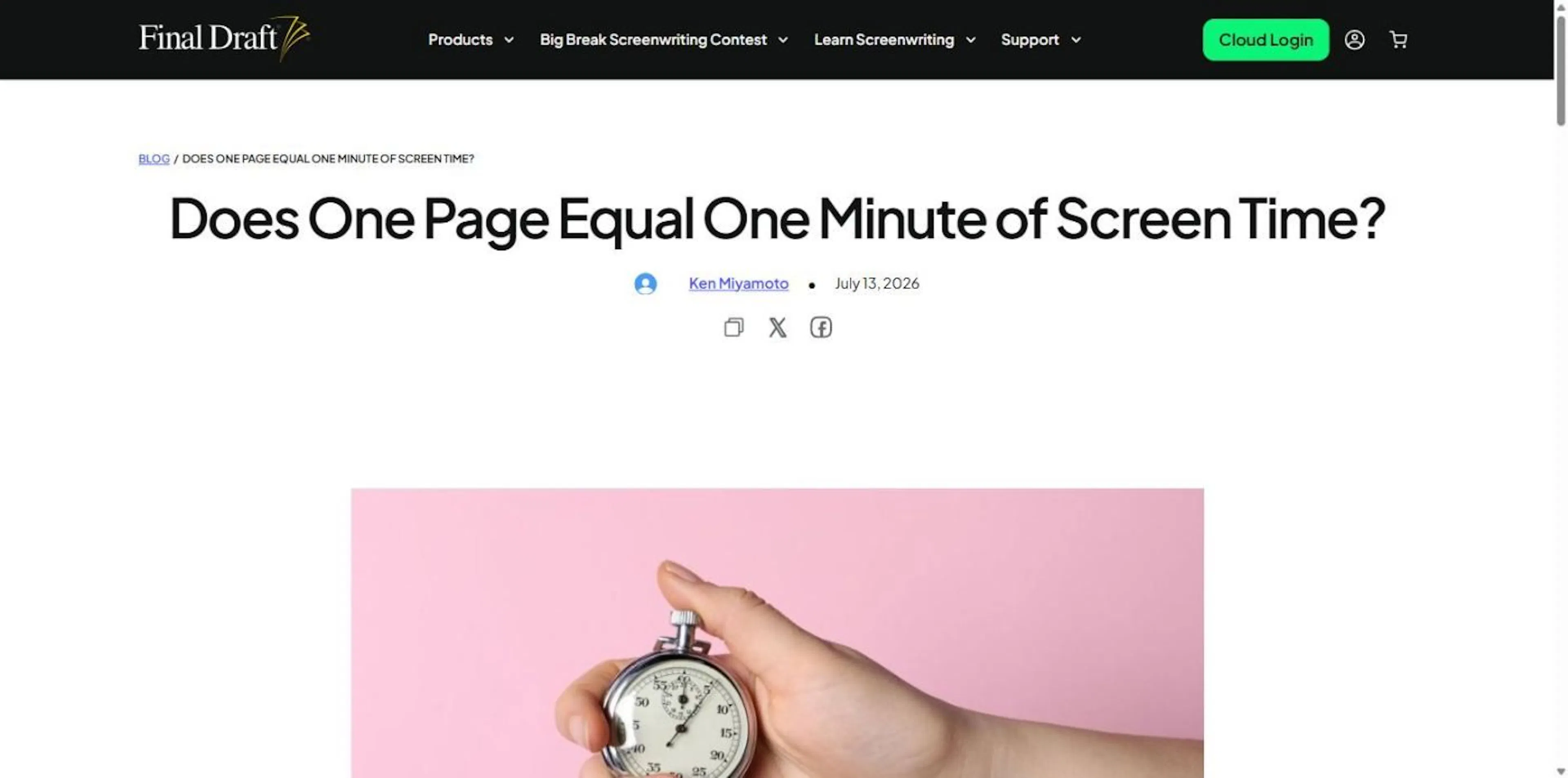 Final Draft (finaldraft.com), one of several screenwriting tools that all format sluglines the same way