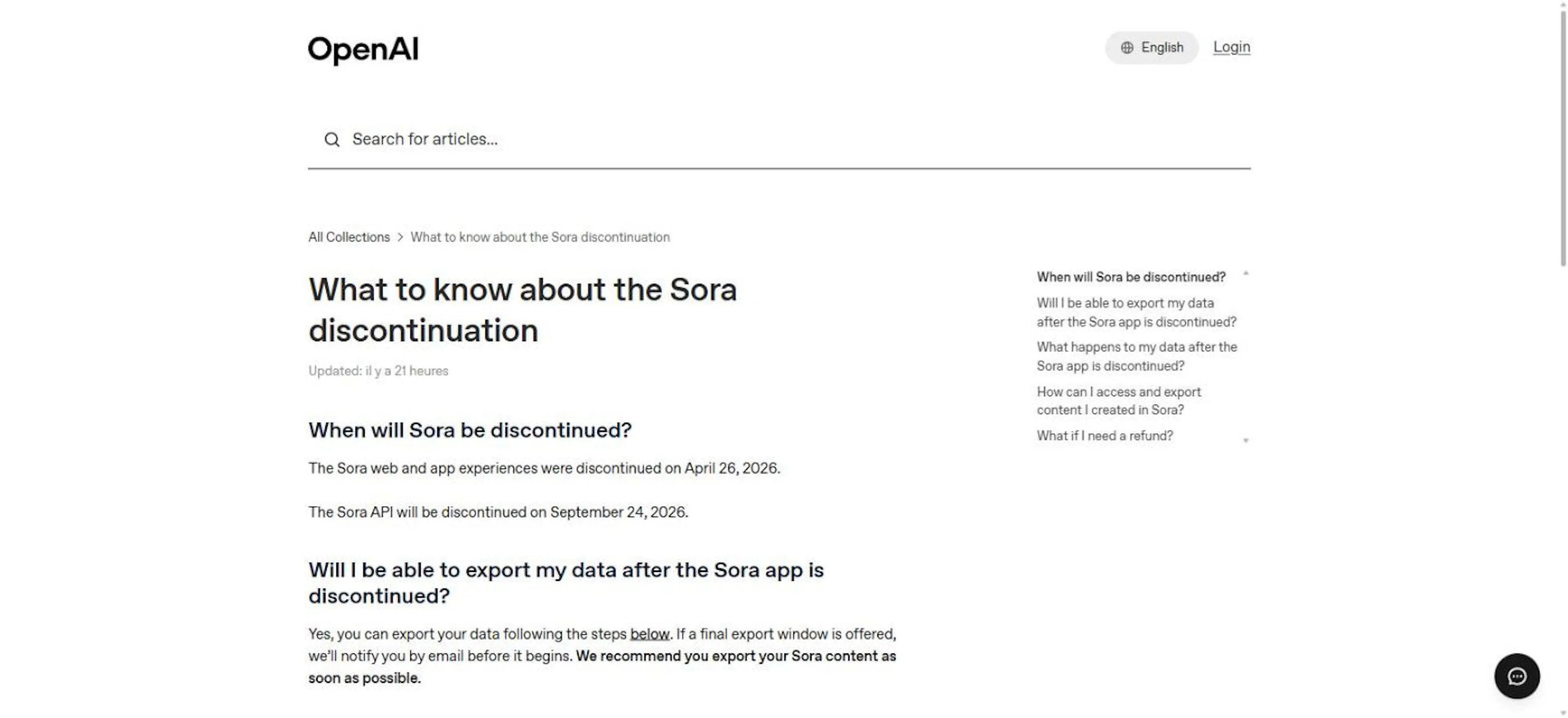 OpenAI's own shutdown notice, credit: help.openai.com