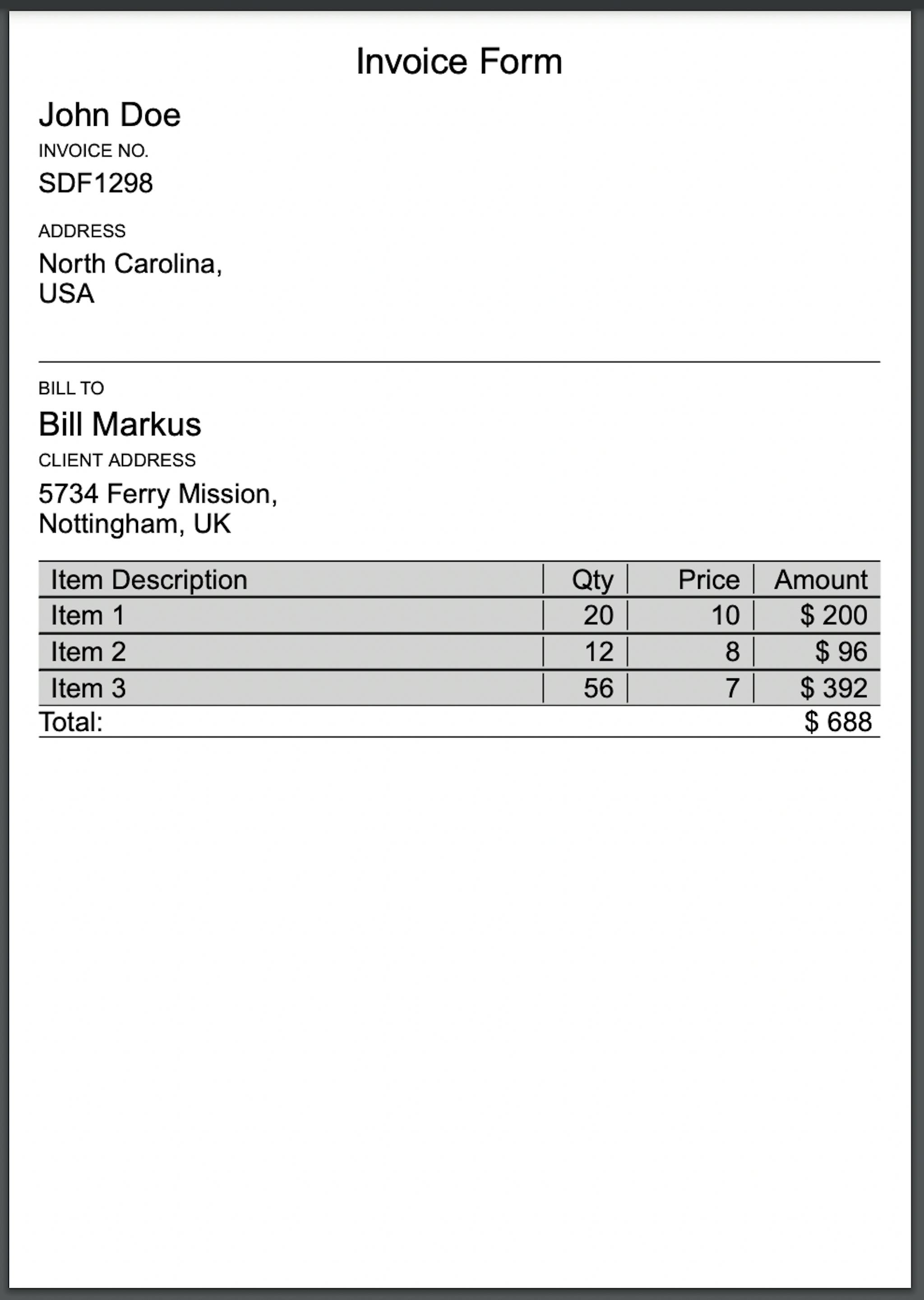 final invoice