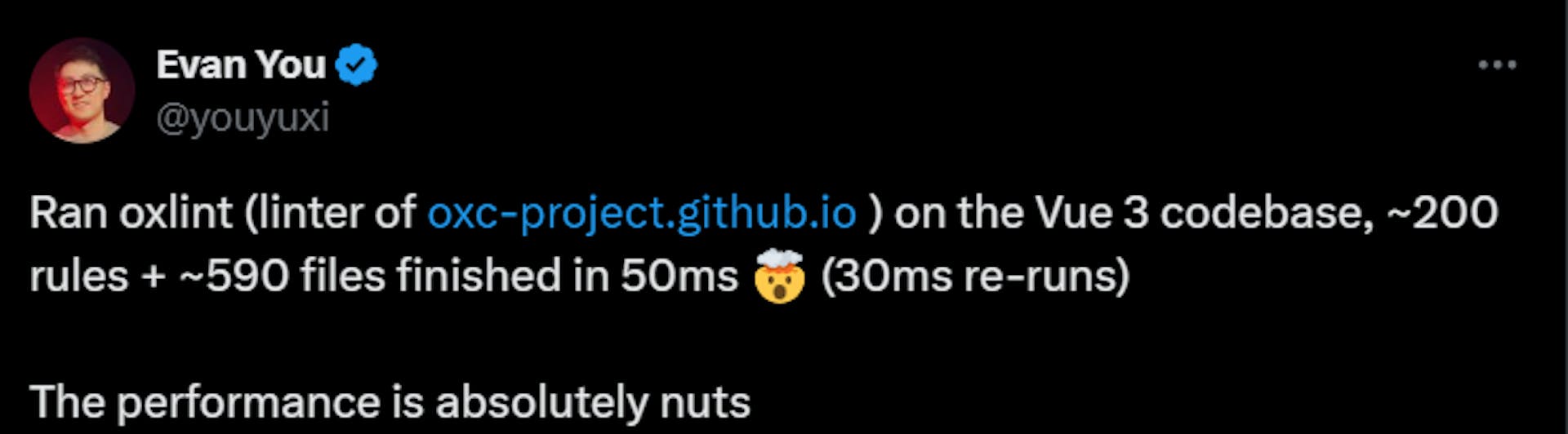 Evan You on X, creator of Vue.js and Vite