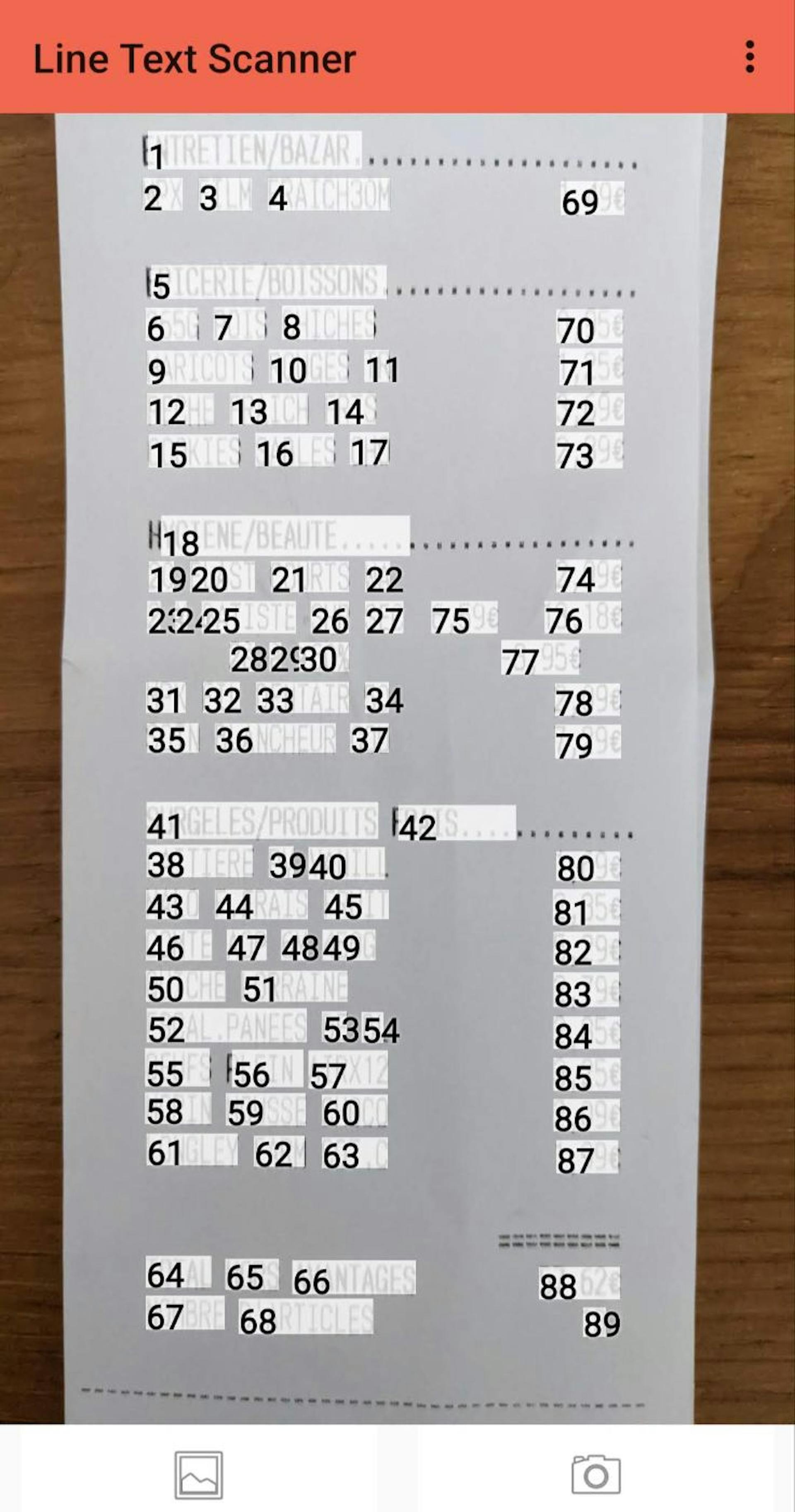 There are 89 text elements in this receipt