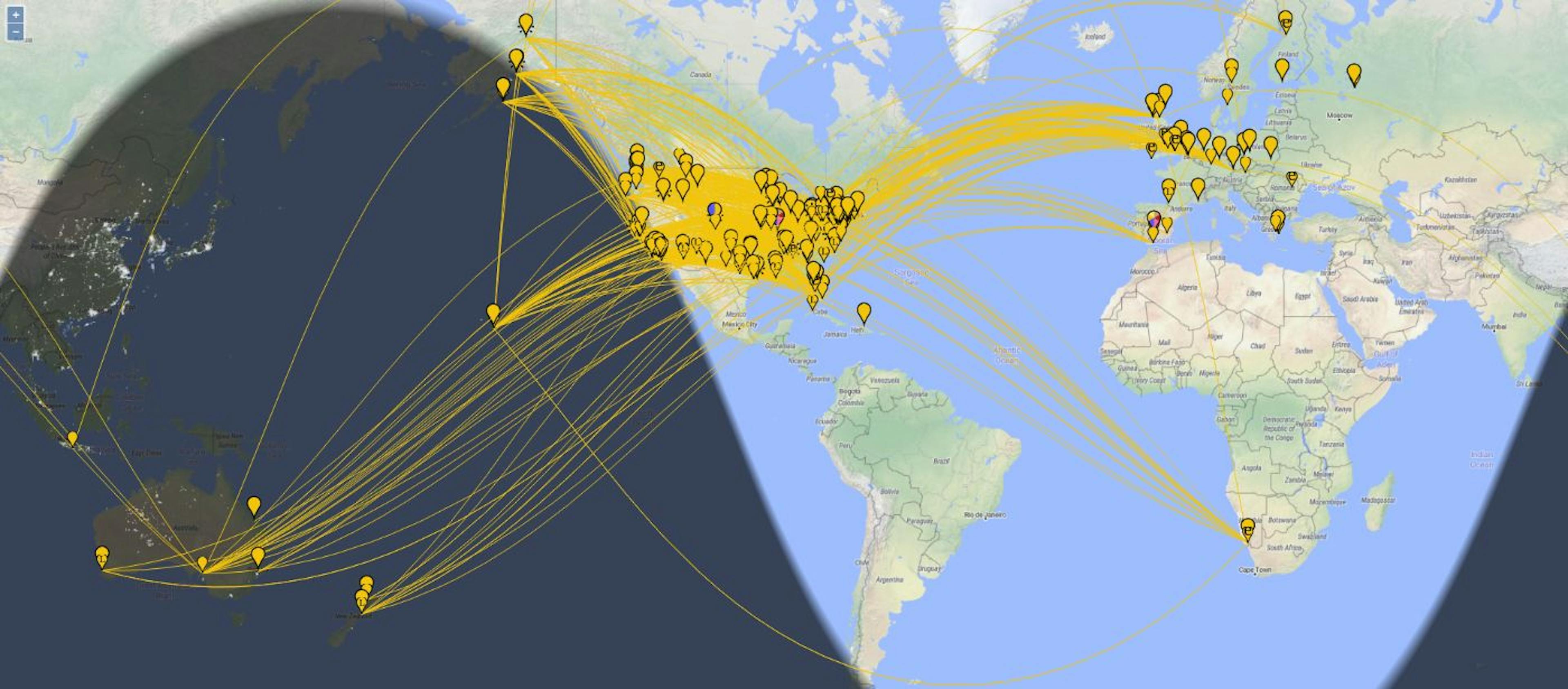 (The past 24 hours of JS8 traffic on 14.078 MHz)