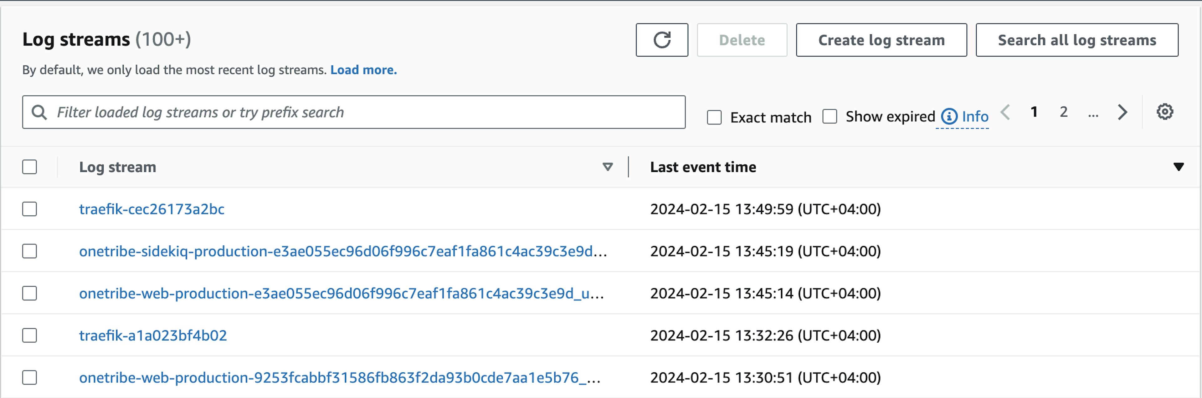 CloudWatch logstreams