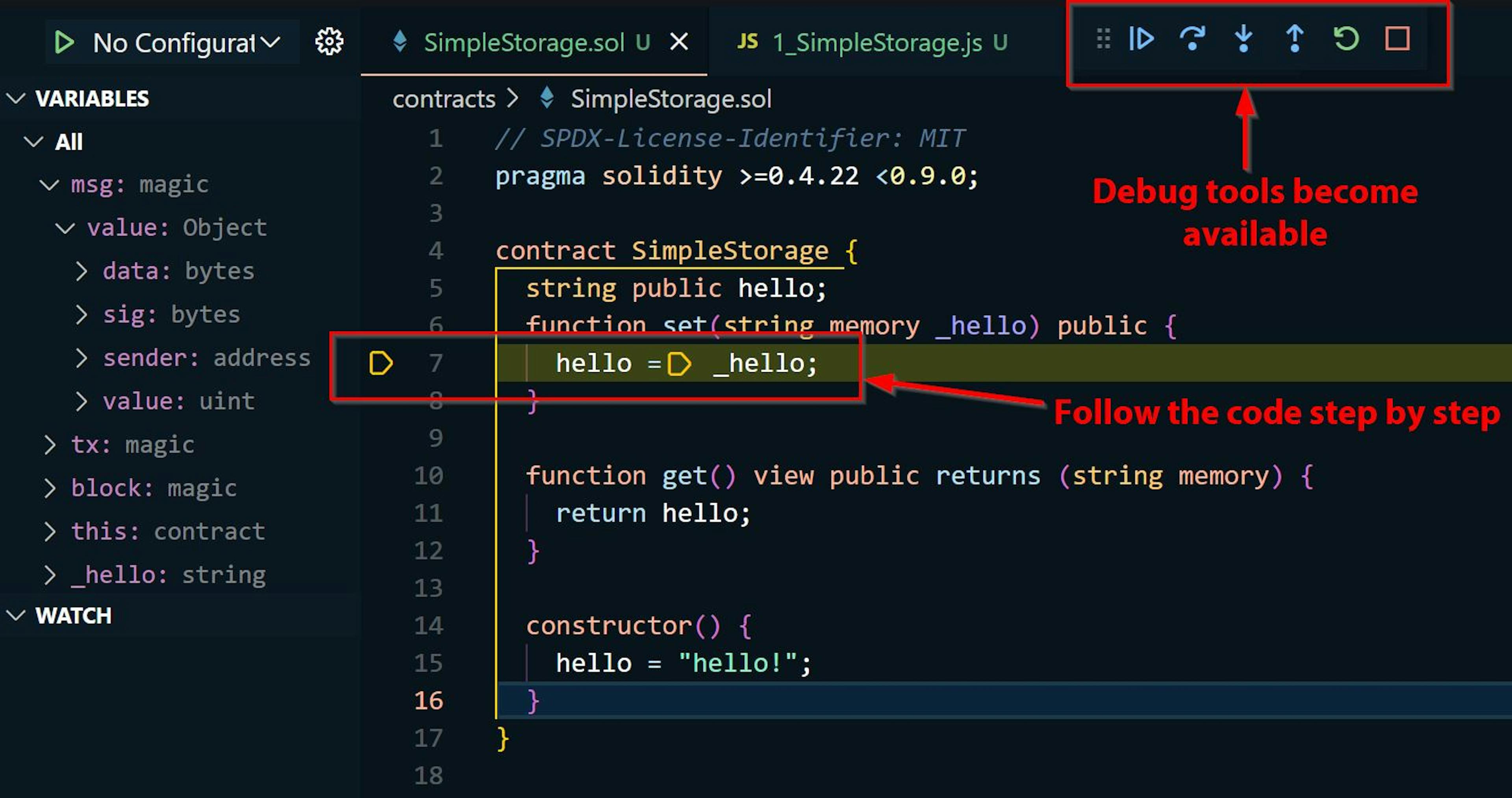 Debugging with the Truffle for VS Code Extension