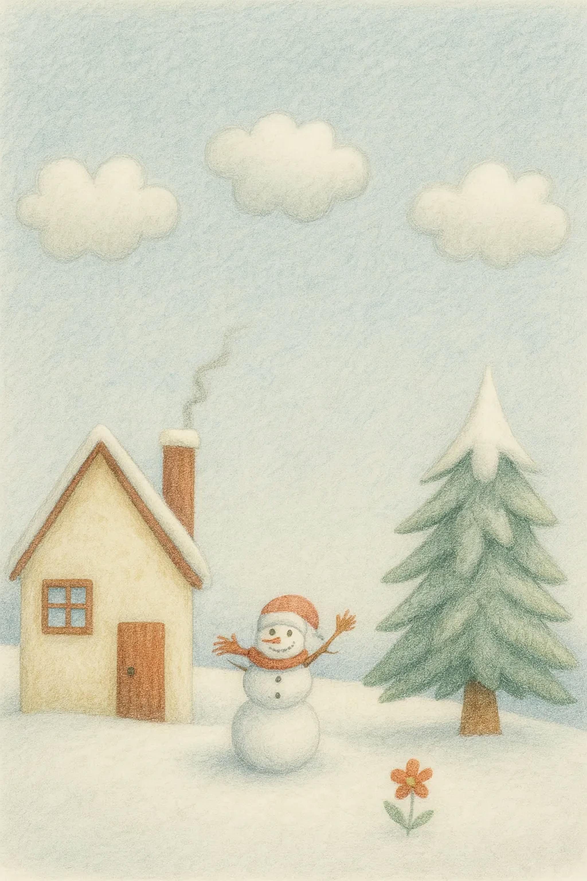 A picture of a winter day generated by DALL-E 3, based on an input of a rough sketch.