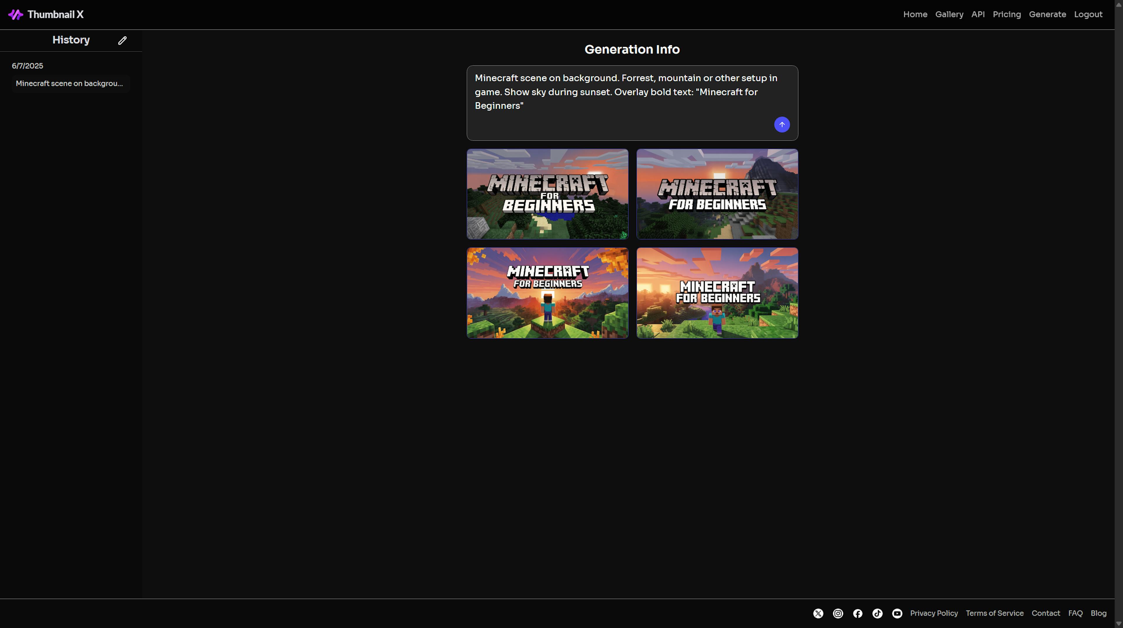 Generating Minecraft thumbnails via Thumbnail X