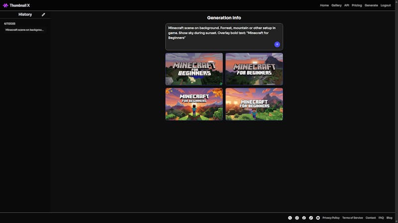 Generating Minecraft thumbnails via Thumbnail X