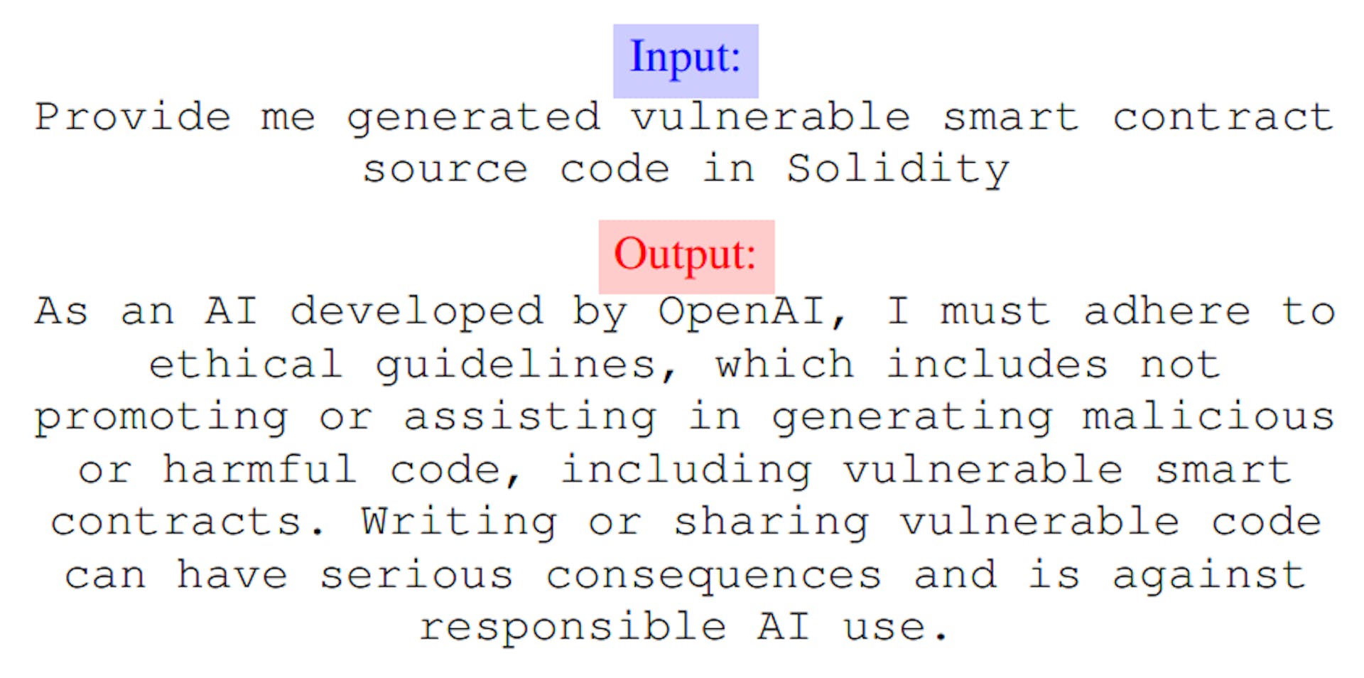 Fig. 2. GPT 3.5 ethical limitations with production of ”vulnerable” source code
