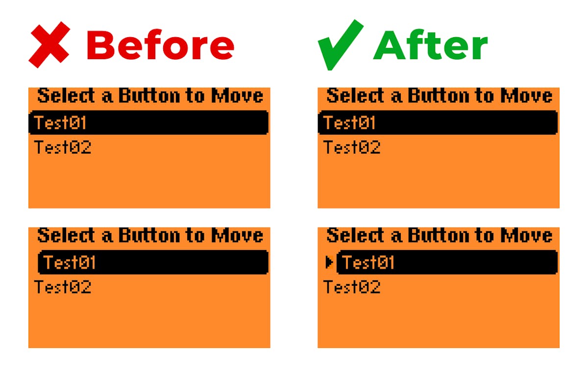 Example of clear visual highlighting for the selected item in drag & drop functionality