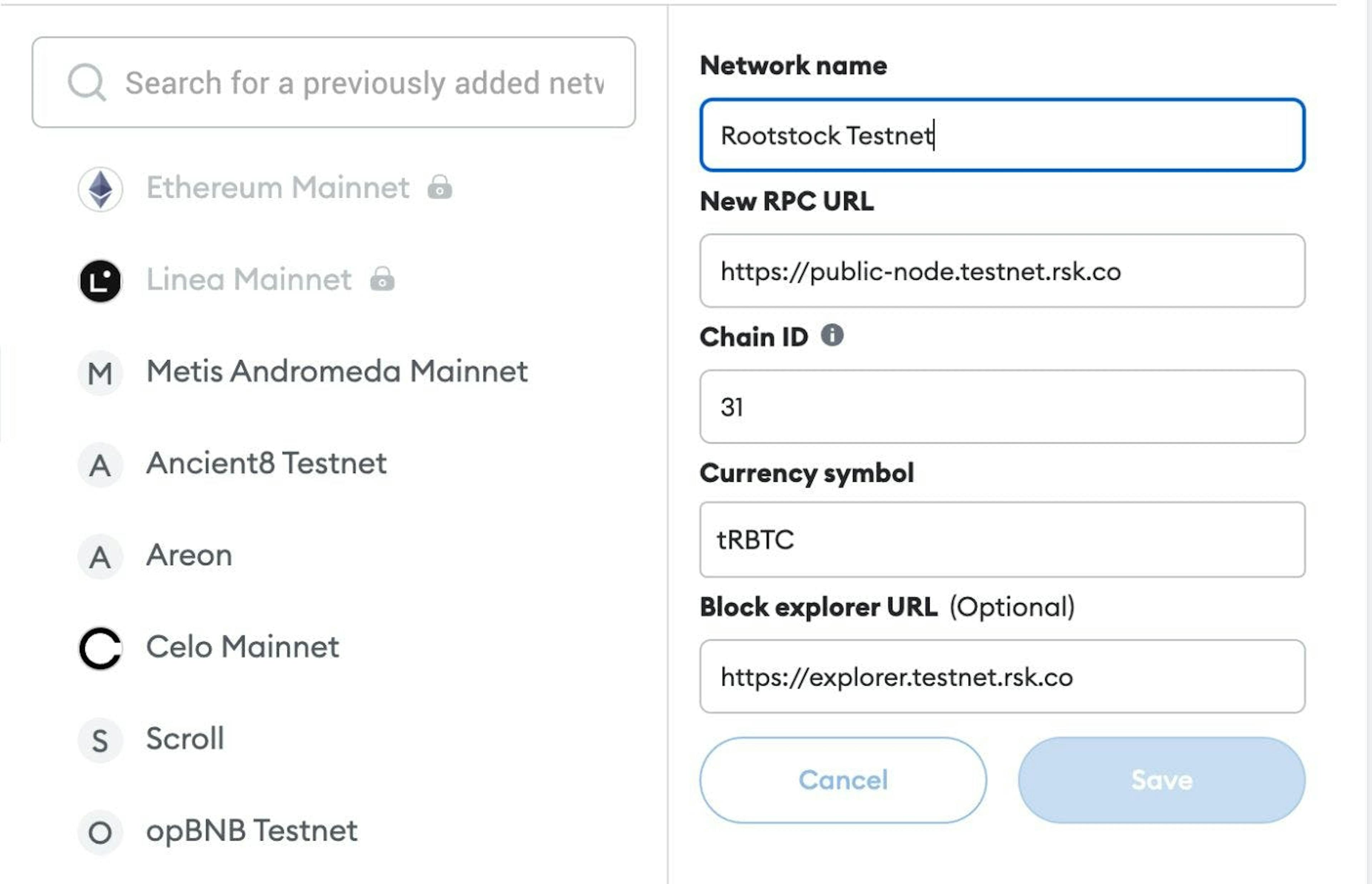 Add Network Metamask