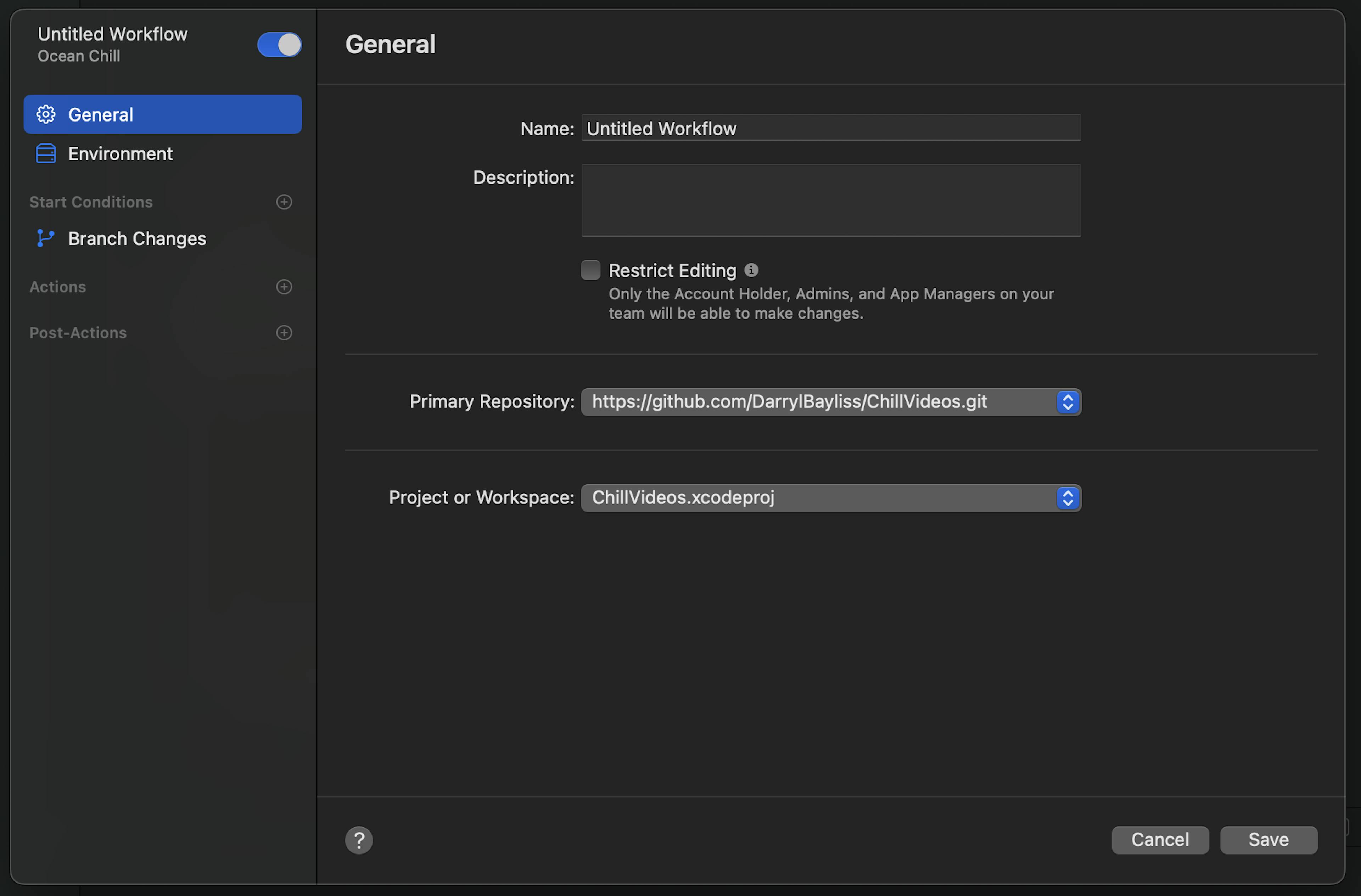 Workflow General Section